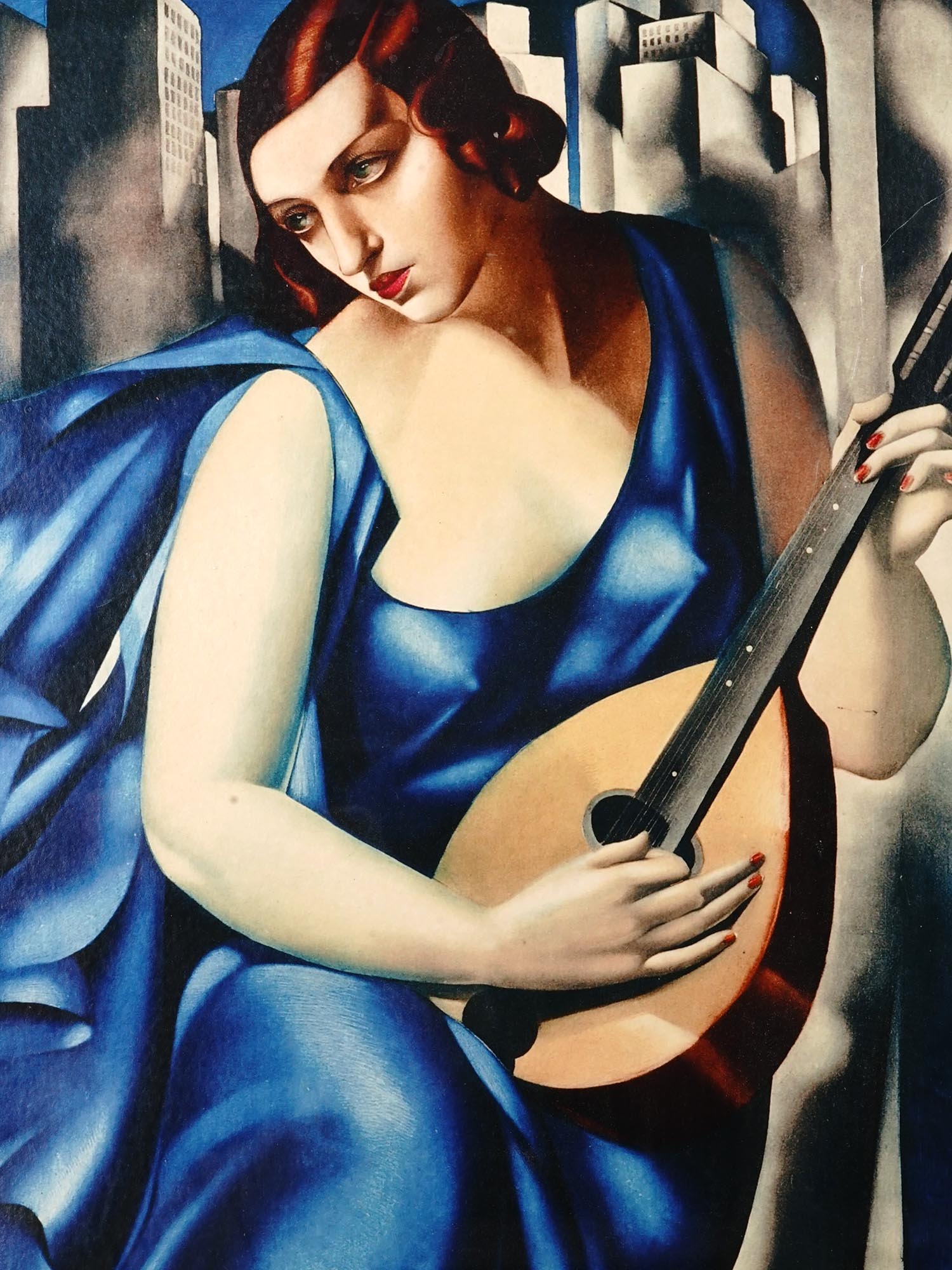 FEMALE PORTRAIT LITHOGRAPH BY TAMARA DE LEMPICKA PIC-1