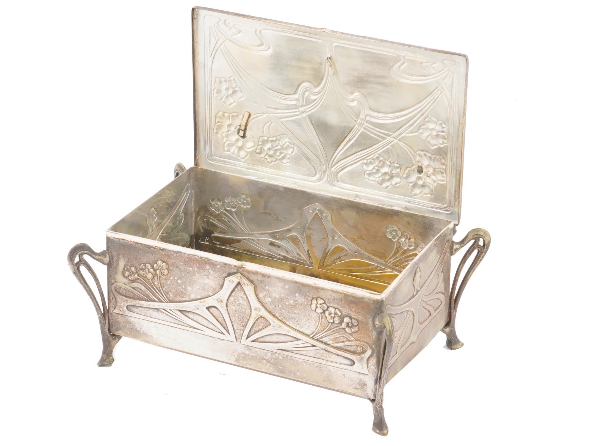 ANTIQUE ART NOUVEAU WMF SILVER PLATED JEWELRY BOX PIC-2