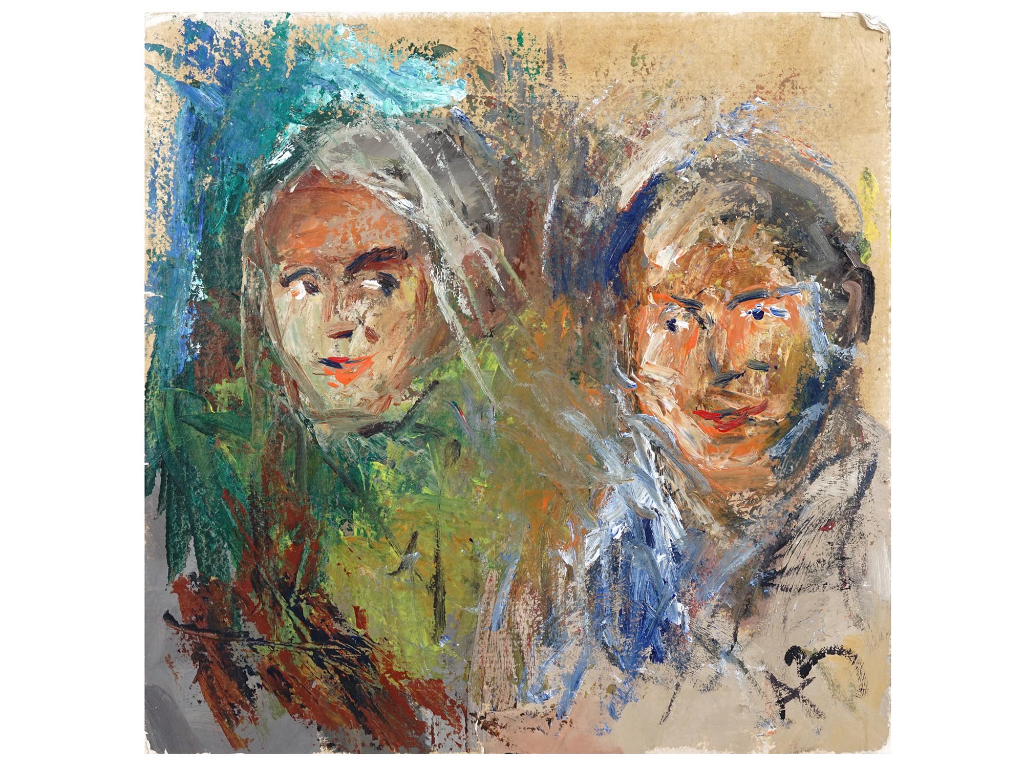 RUSSIAN PORTRAIT PAINTING COUPLE ANATOLY ZVEREV PIC-0