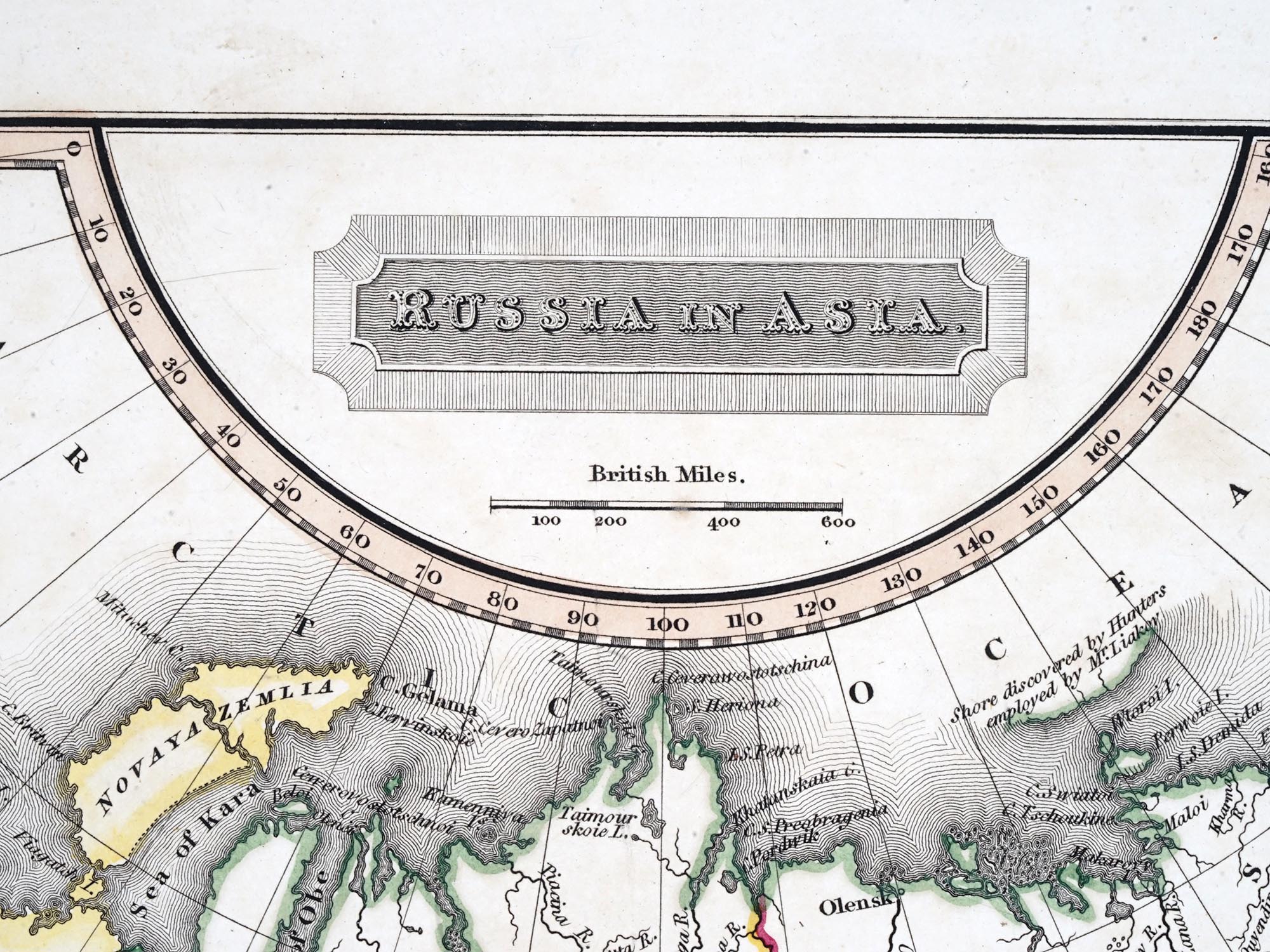 ANTIQUE RUSSIAN IN ASIA MAP BY AARON ARROWSMITH PIC-4