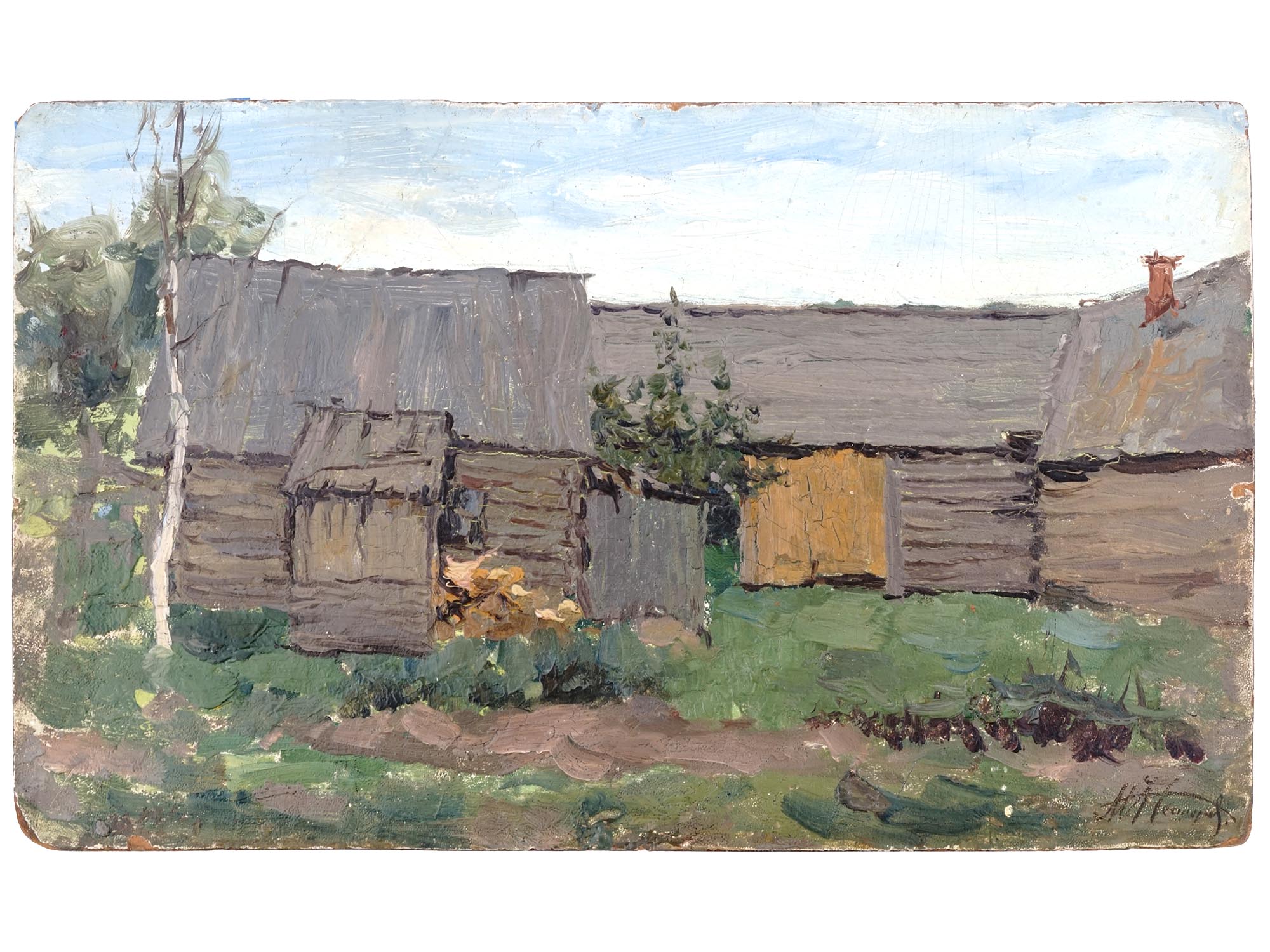 RUSSIAN VILLAGE OIL PAINTING BY MIKHAIL NESTEROV PIC-0