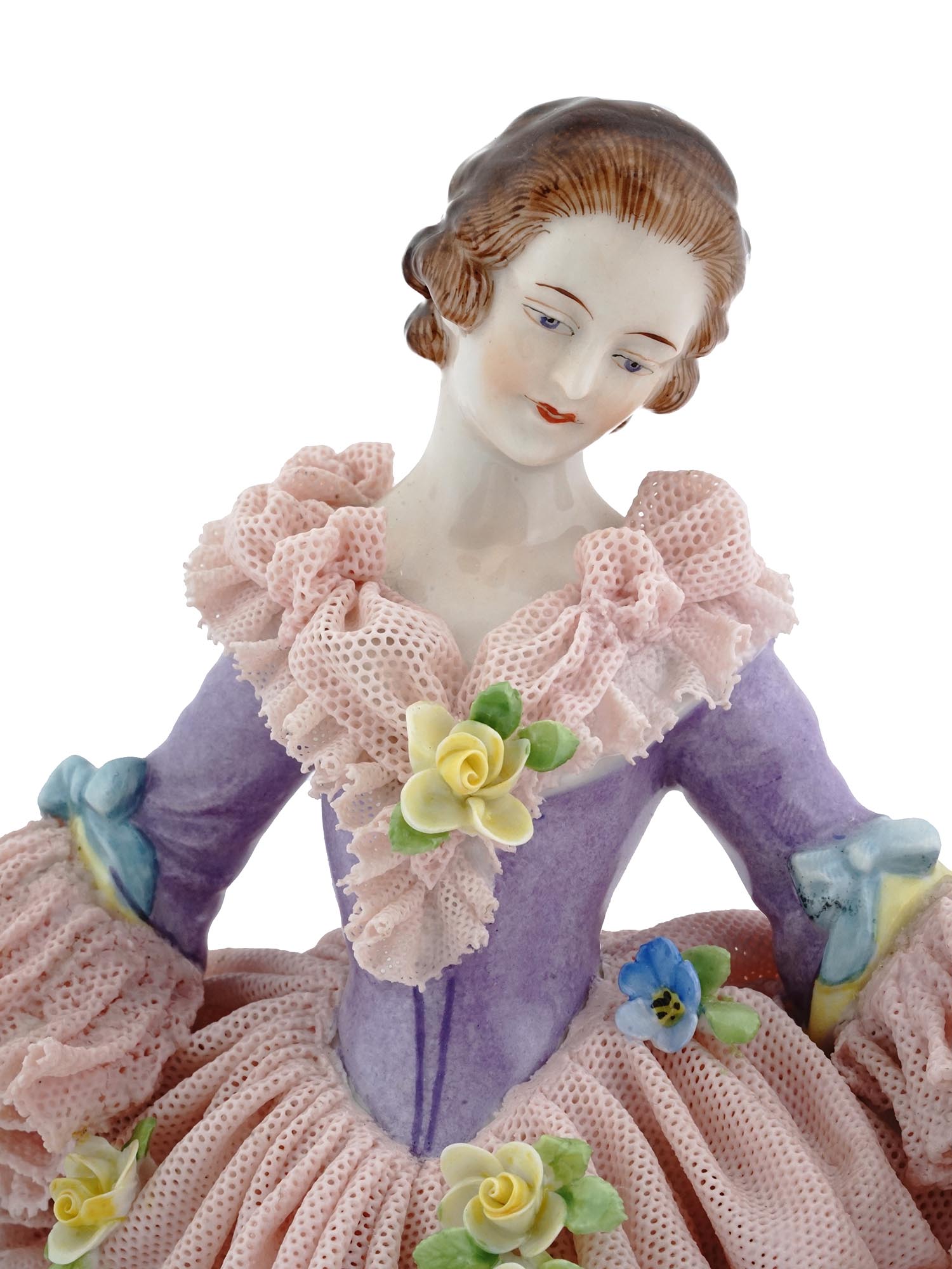 LARGE DRESDEN LACE PORCELAIN FIGURINE BY MULLER VOLKSTEDT PIC-5