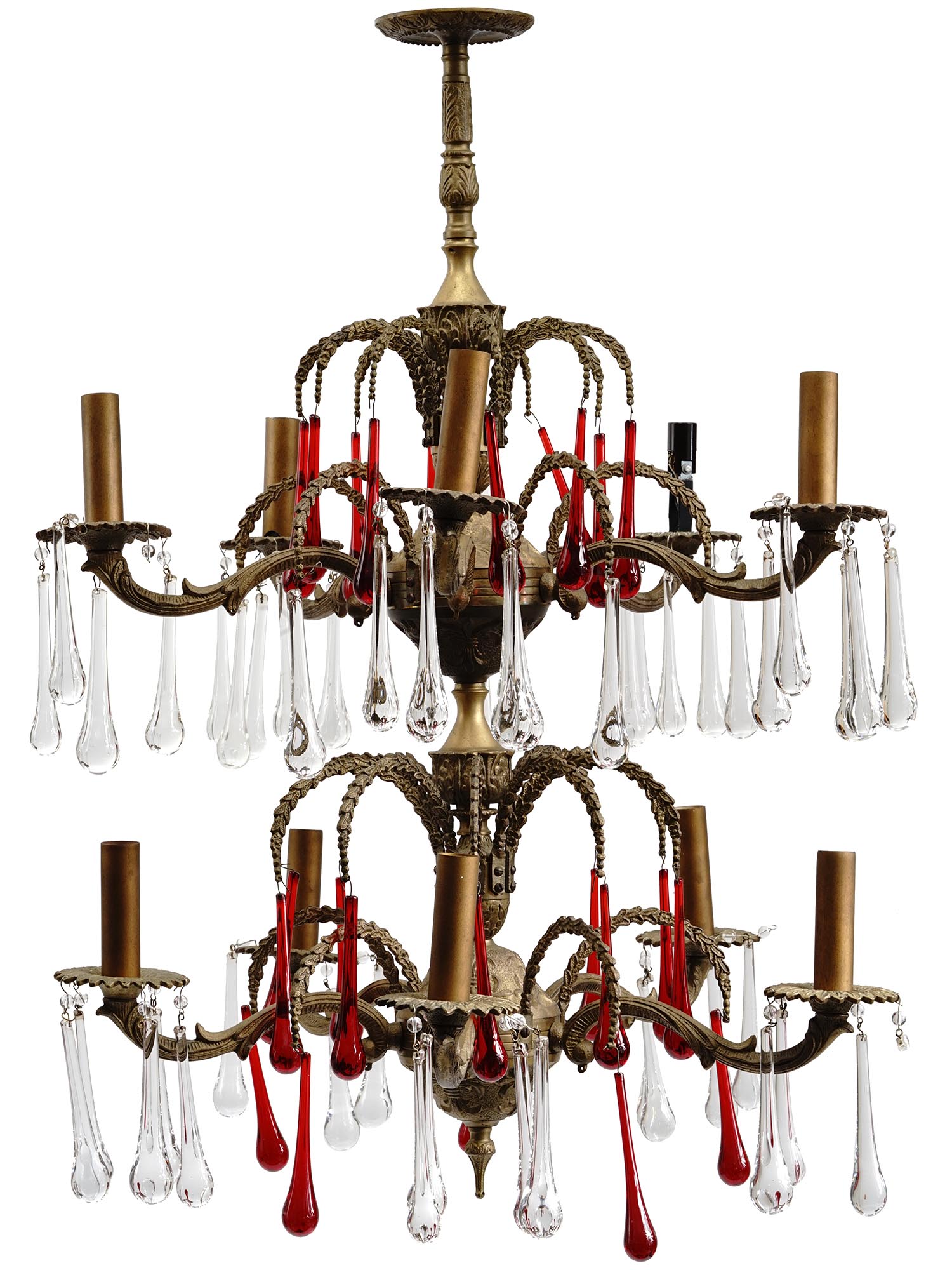 ANTIQUE FRENCH GILT BRONZE AND CRYSTAL CHANDELIER PIC-0