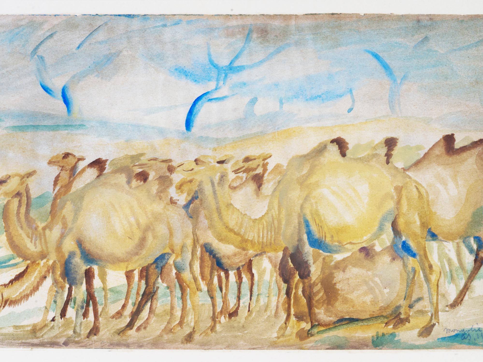 RUSSIAN PAINTING CAMELS BY ALEXANDRE JACOVLEFF PIC-1