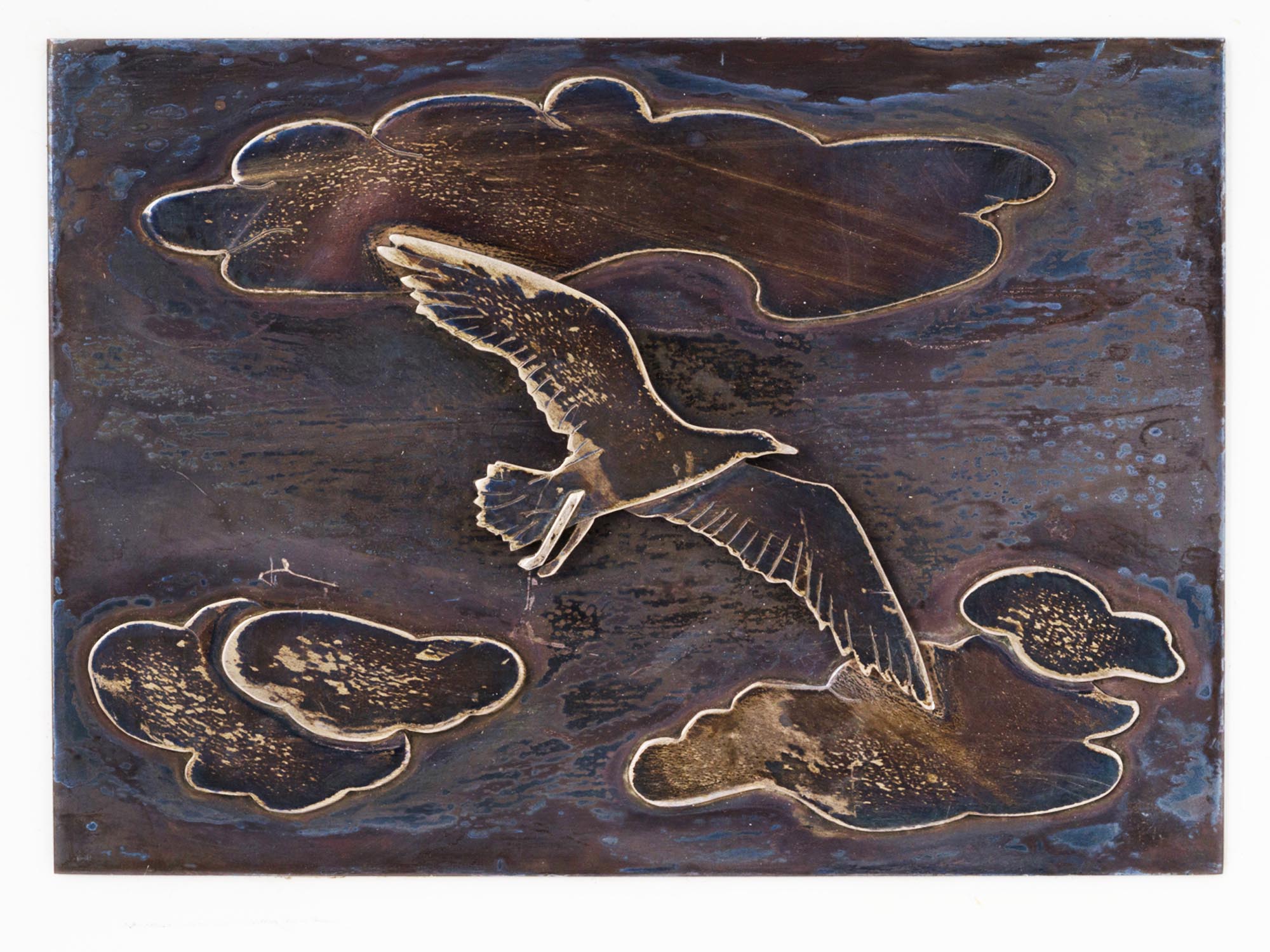 MARGARET SUSSMAN BIRD IN CLOUDS BRONZE PLAQUE PIC-1