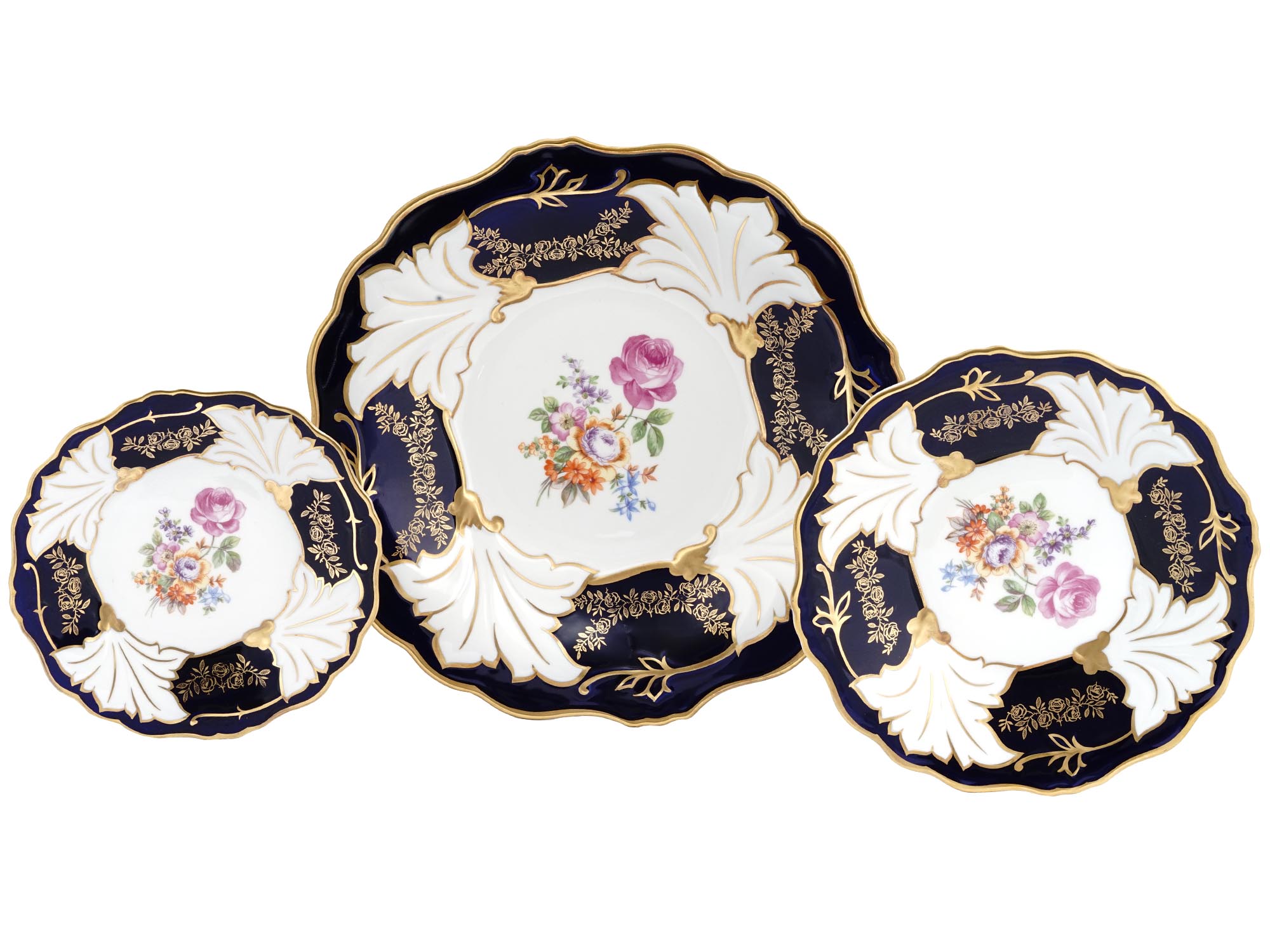 GDR WEIMAR PORZELLAN ECHT KOBALT PORCELAIN PLATES PIC-2