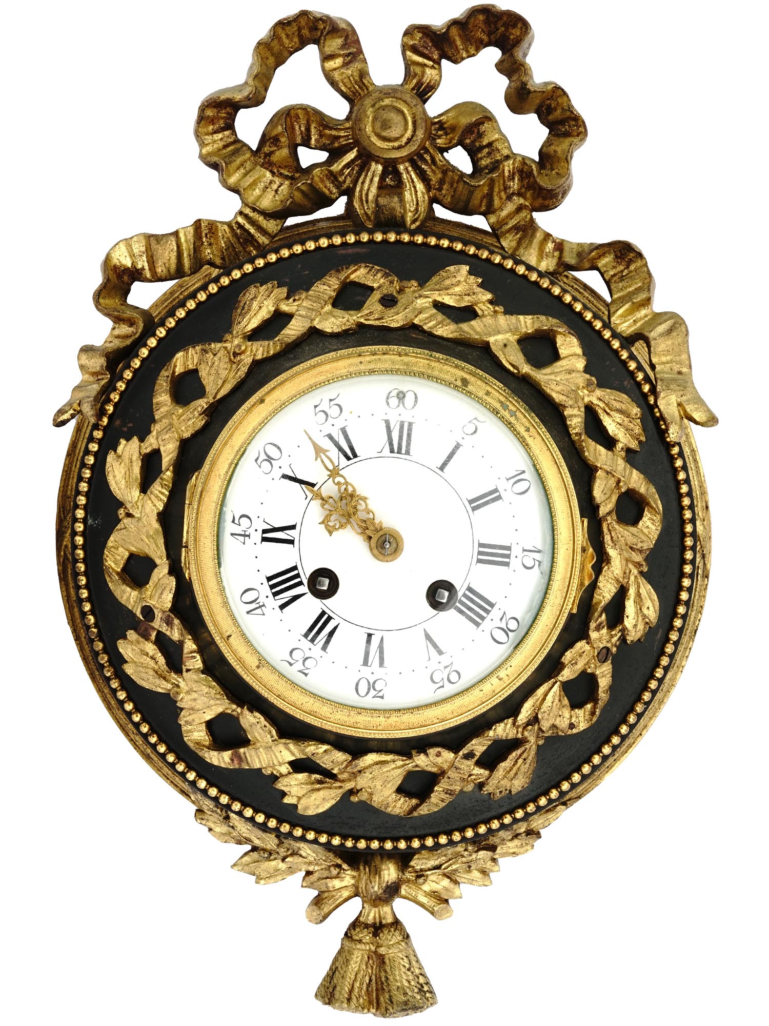 LATE 19TH CENTURY FRENCH GILT BRONZE WALL CLOCK PIC-0