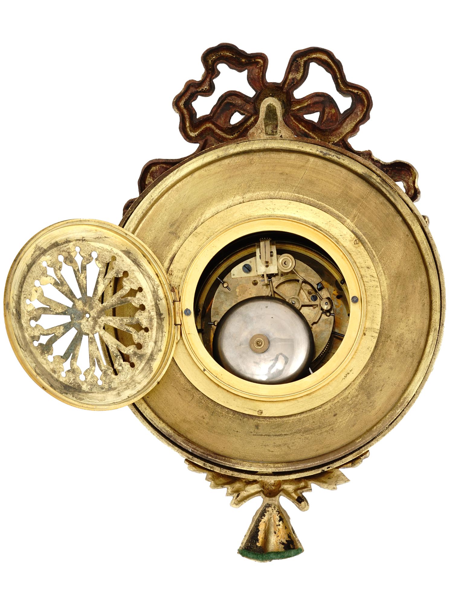 LATE 19TH CENTURY FRENCH GILT BRONZE WALL CLOCK PIC-3