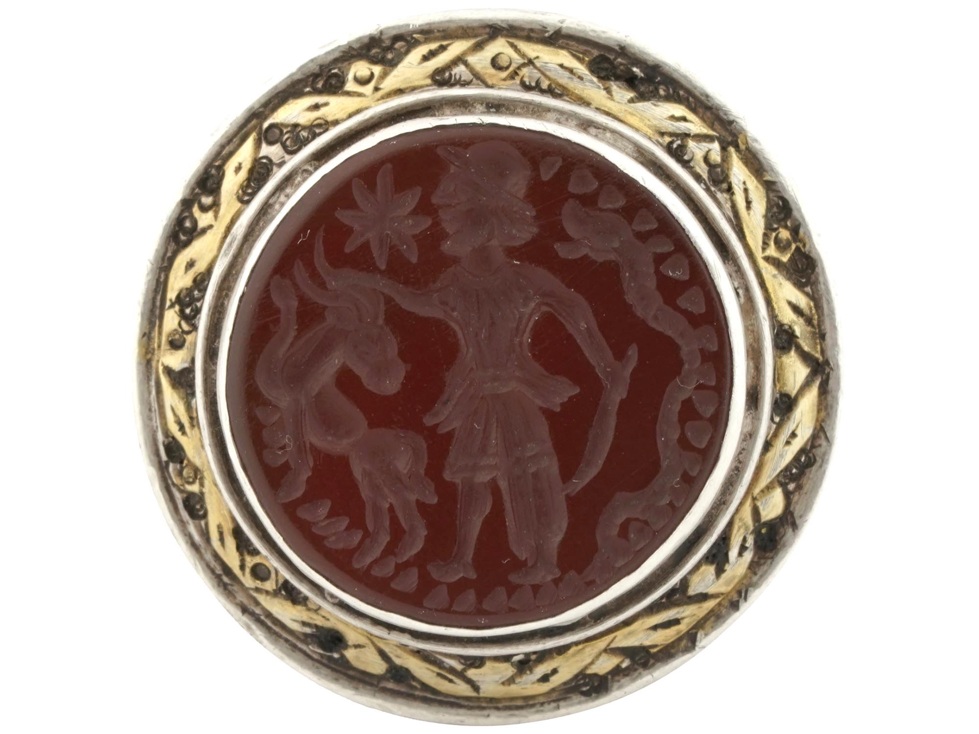 PERSIAN SASAINIAN SILVER GILT RING WITH INTAGLIO PIC-0