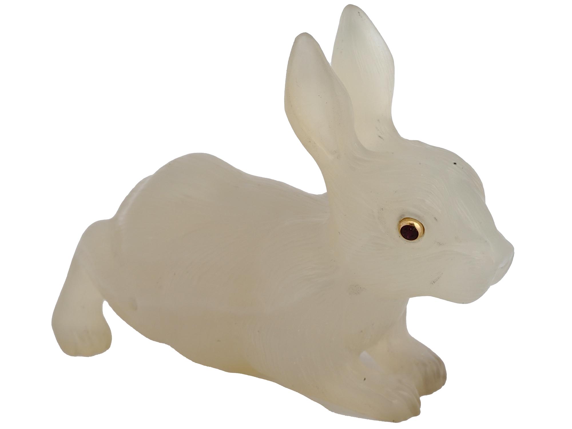 RUSSIAN HAND CARVED CHALCEDONY FIGURINE OF RABBIT PIC-0