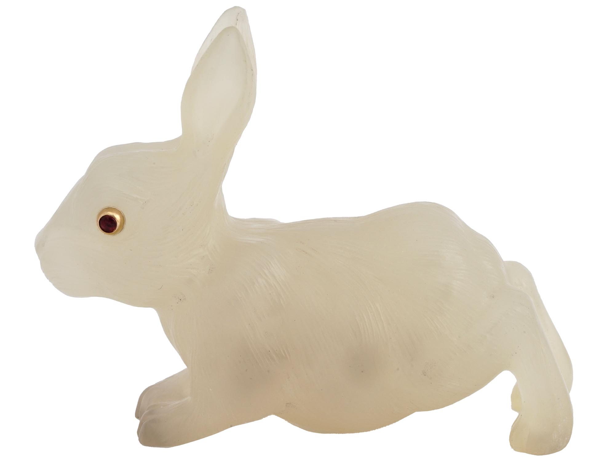 RUSSIAN HAND CARVED CHALCEDONY FIGURINE OF RABBIT PIC-1