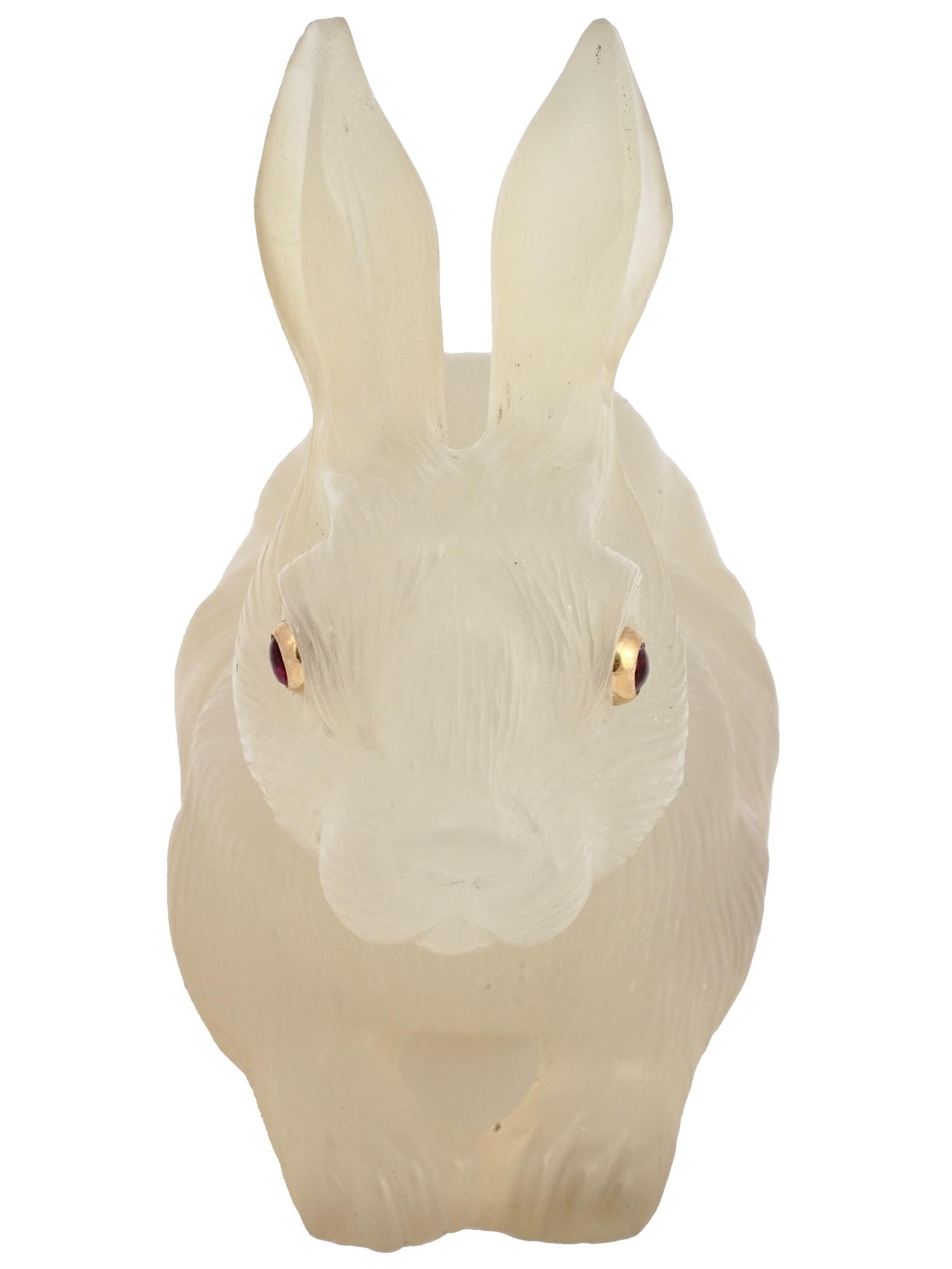 RUSSIAN HAND CARVED CHALCEDONY FIGURINE OF RABBIT PIC-2