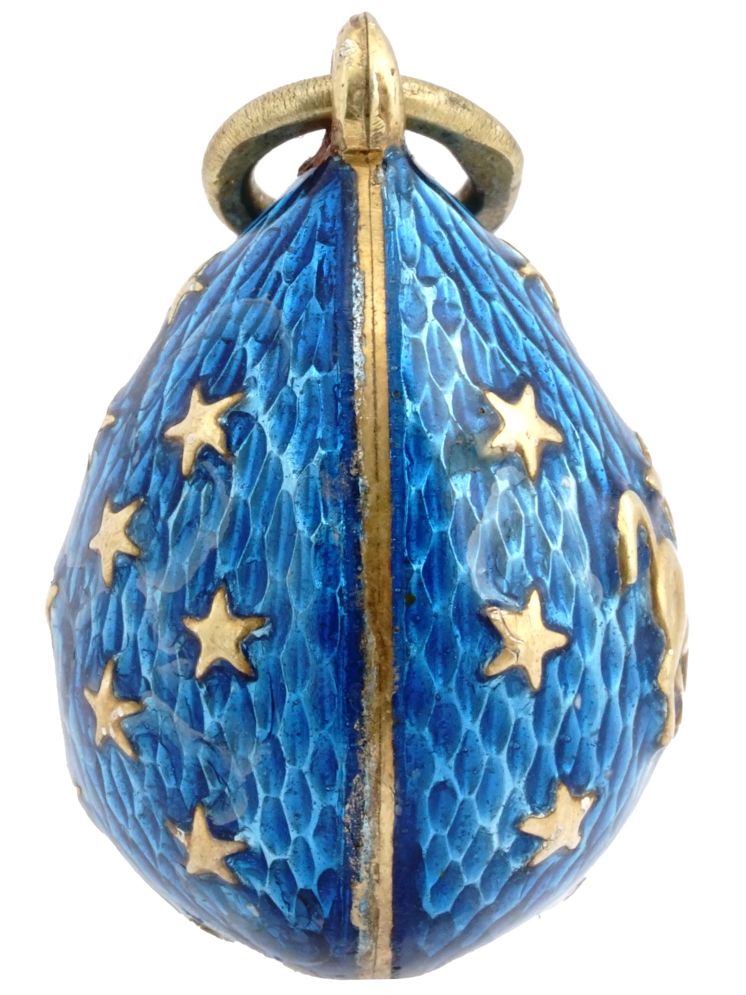 RUSSIAN SILVER ENAMEL SAGITTARIUS EGG PENDANT PIC-1