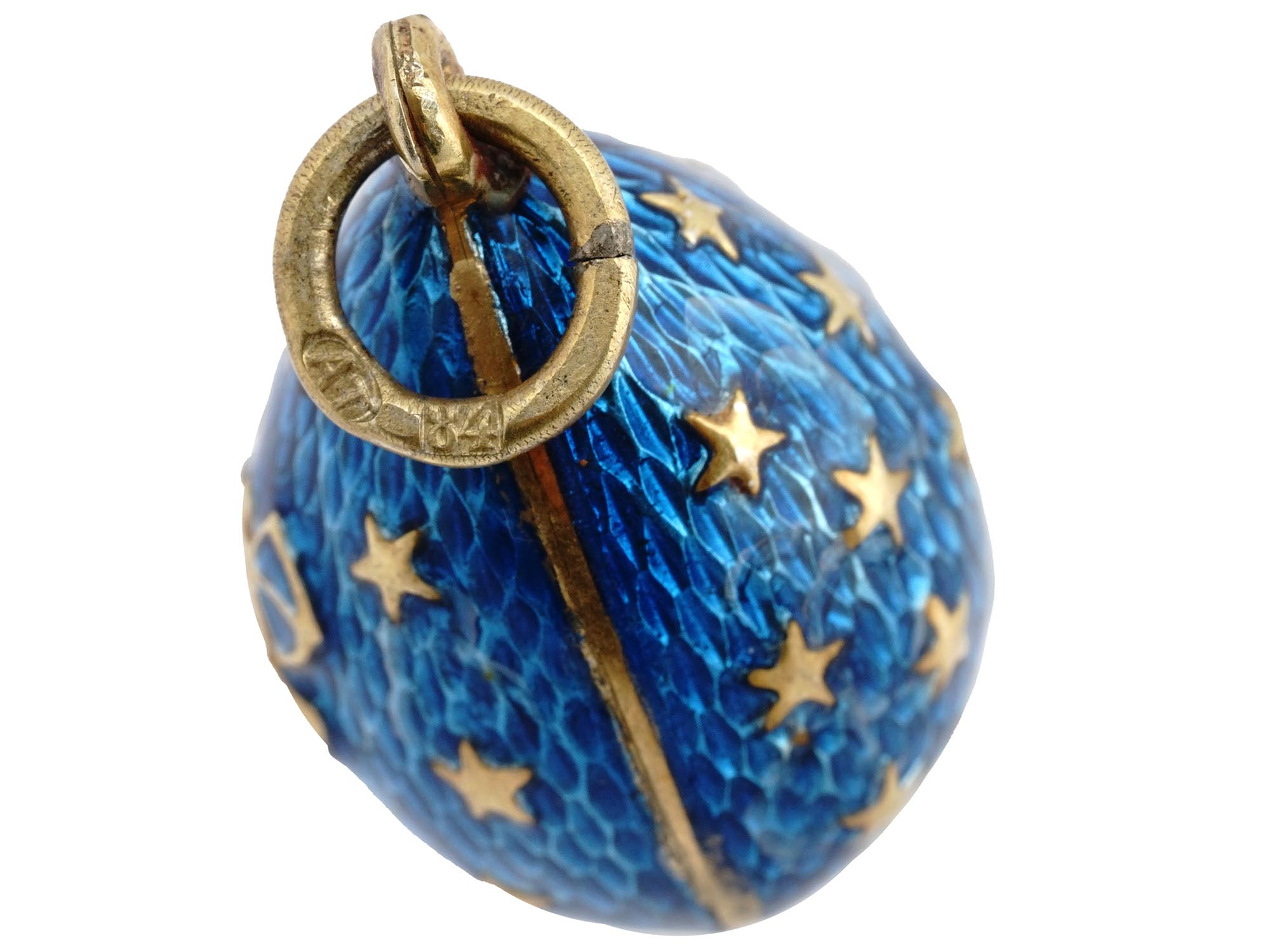 RUSSIAN SILVER ENAMEL SAGITTARIUS EGG PENDANT PIC-3