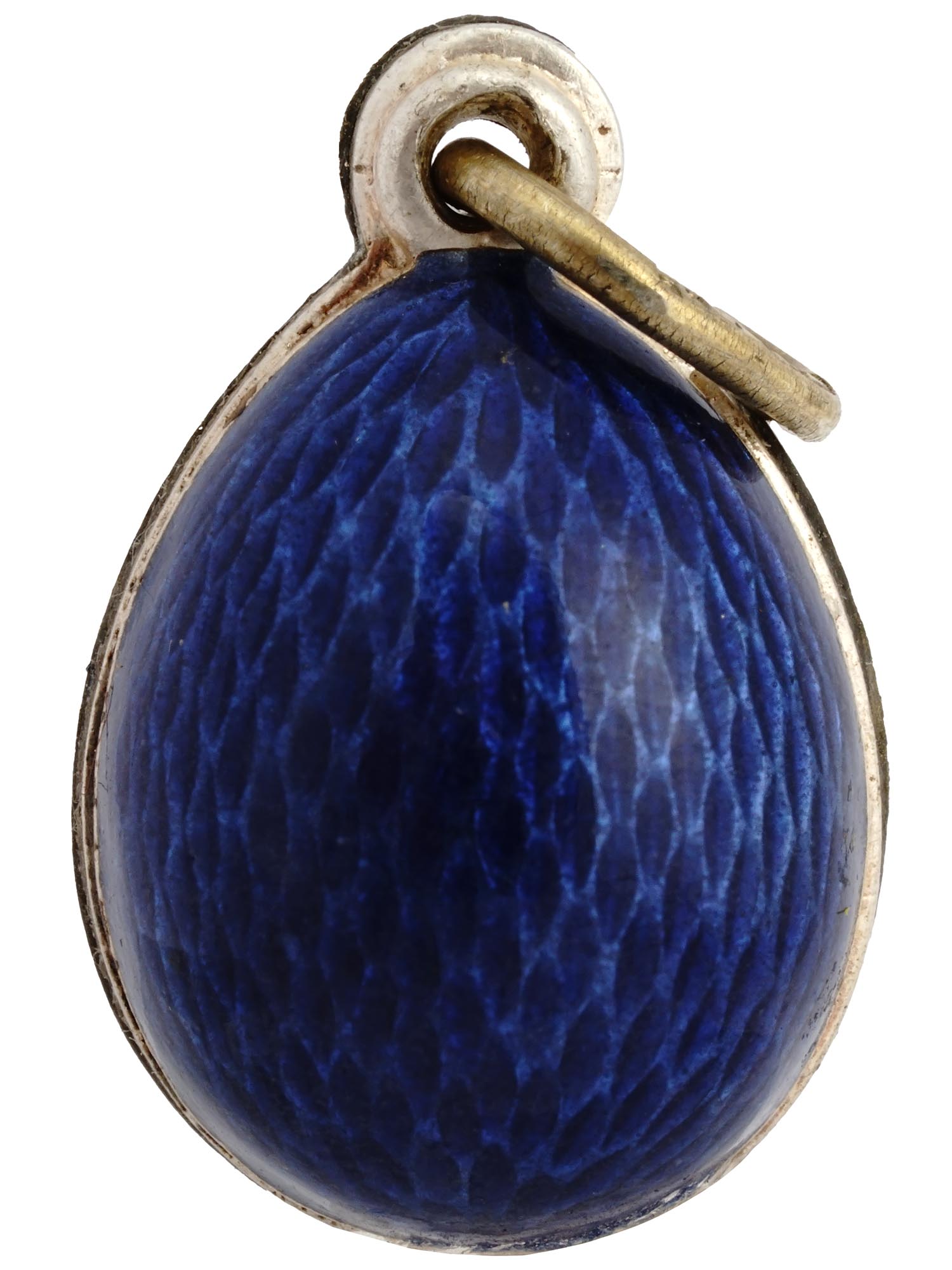 RUSSIAN 88 GILT SILVER ENAMEL EASTER EGG PENDANT PIC-2