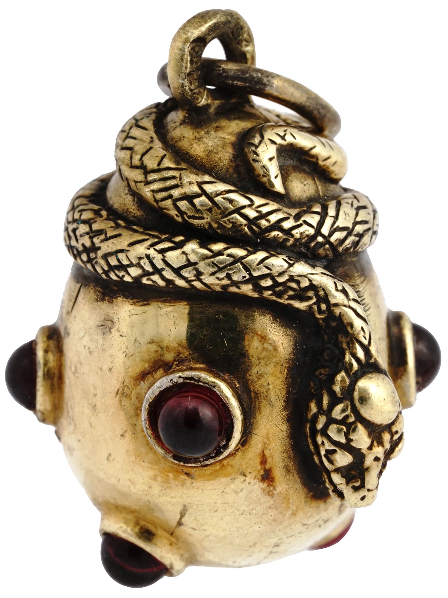 IMPERIAL RUSSIAN GILT SILVER GARNET EGG PENDANT