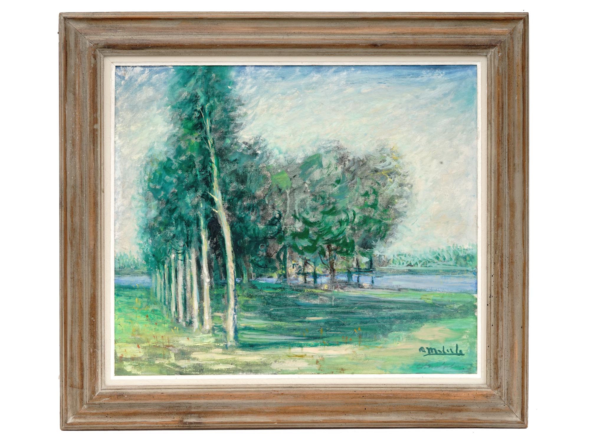 MID CENTURY POST IMPRESSIONIST LANDSCAPE PAINTING PIC-0