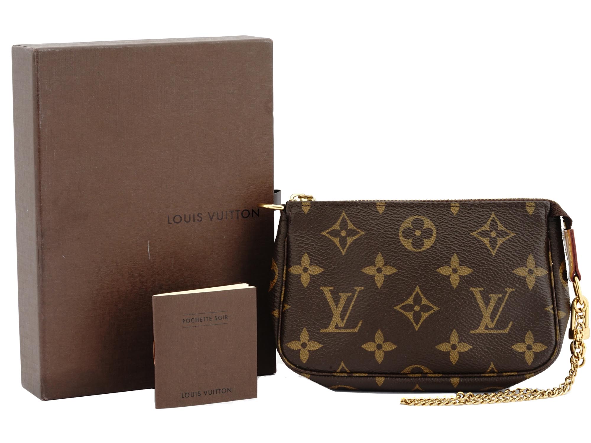 ORIGINAL LOUIS VUITTON LEATHER POCHETTE SOIR BAG IOB PIC-1