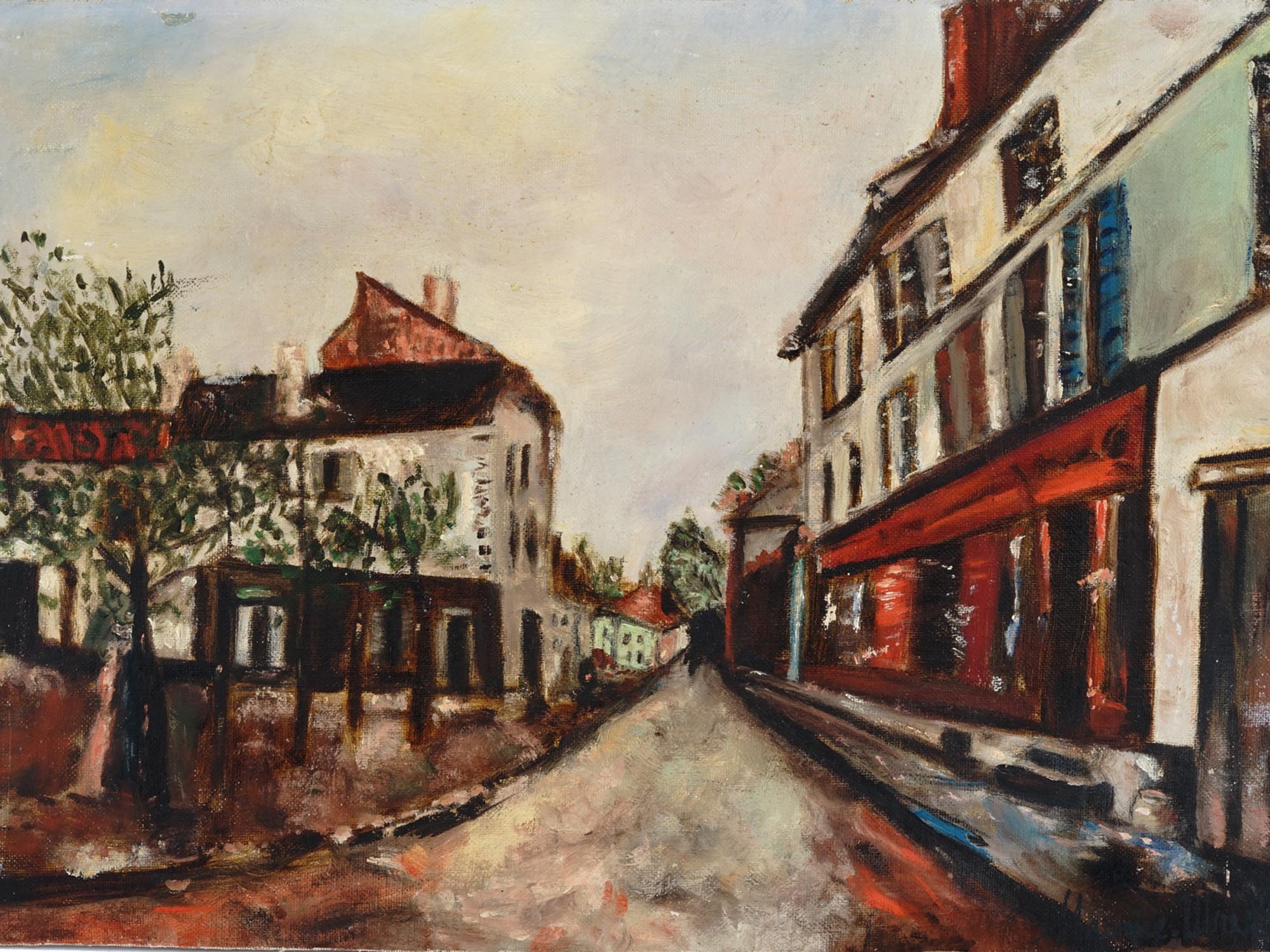 FRENCH CITY SCAPE OIL PAINTING AFTER MAURICE UTRILLO PIC-1