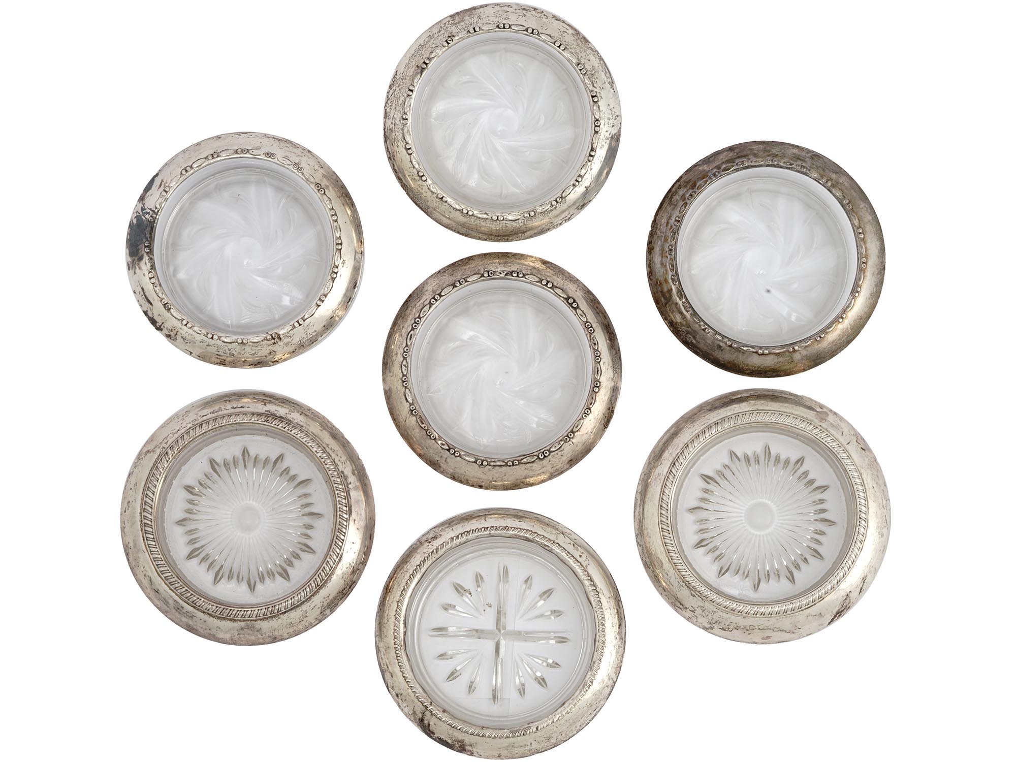 STERLING SILVER CRYSTAL COASTERS BY ROGERS AMSTON PIC-0