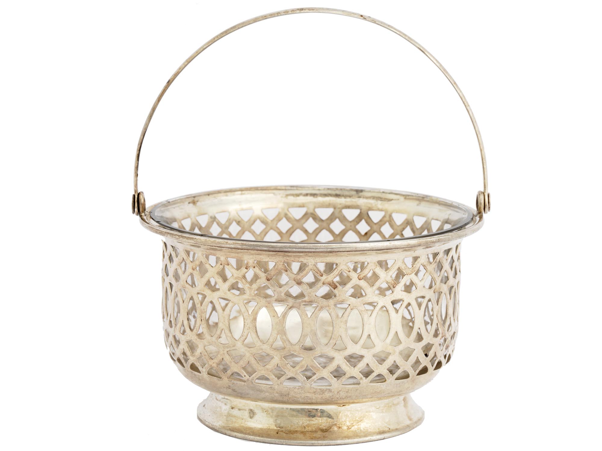 WEBSTER CO. STERLING SILVER BASKET CANDLE HOLDER PIC-1