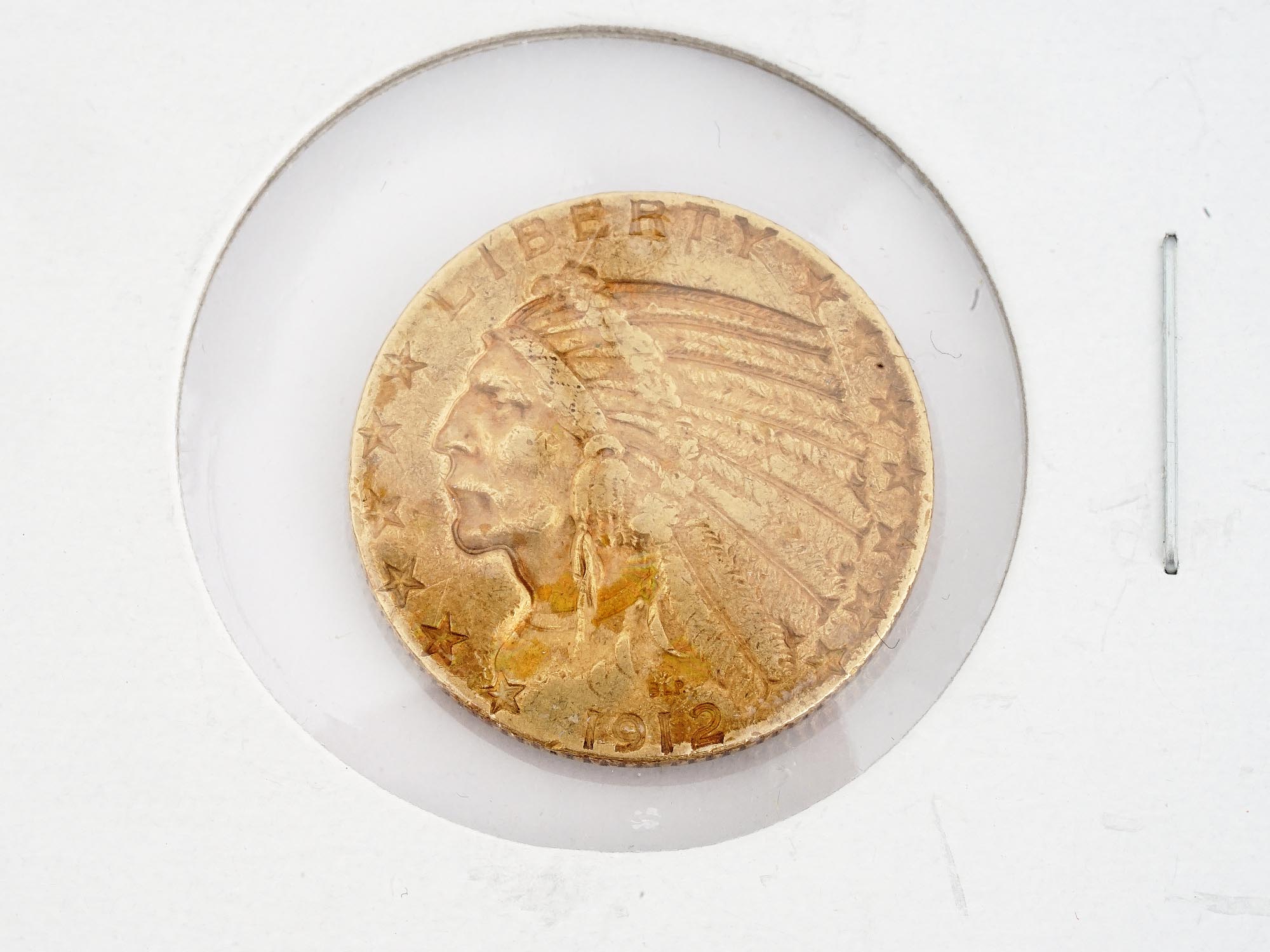 1912 INDIAN HEAD 5 DOLLAR HALF EAGLE GOLD COIN PIC-2