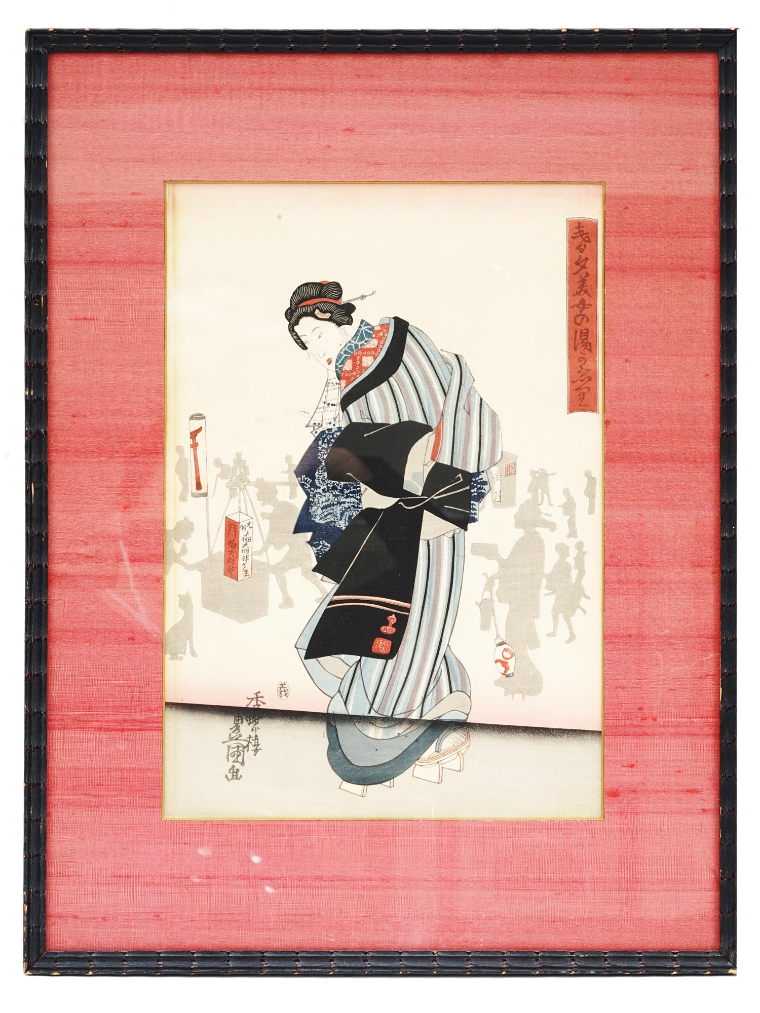 ANTIQUE JAPANESE GEISHA PRINT BY UTAGAWA KUNISADA PIC-0