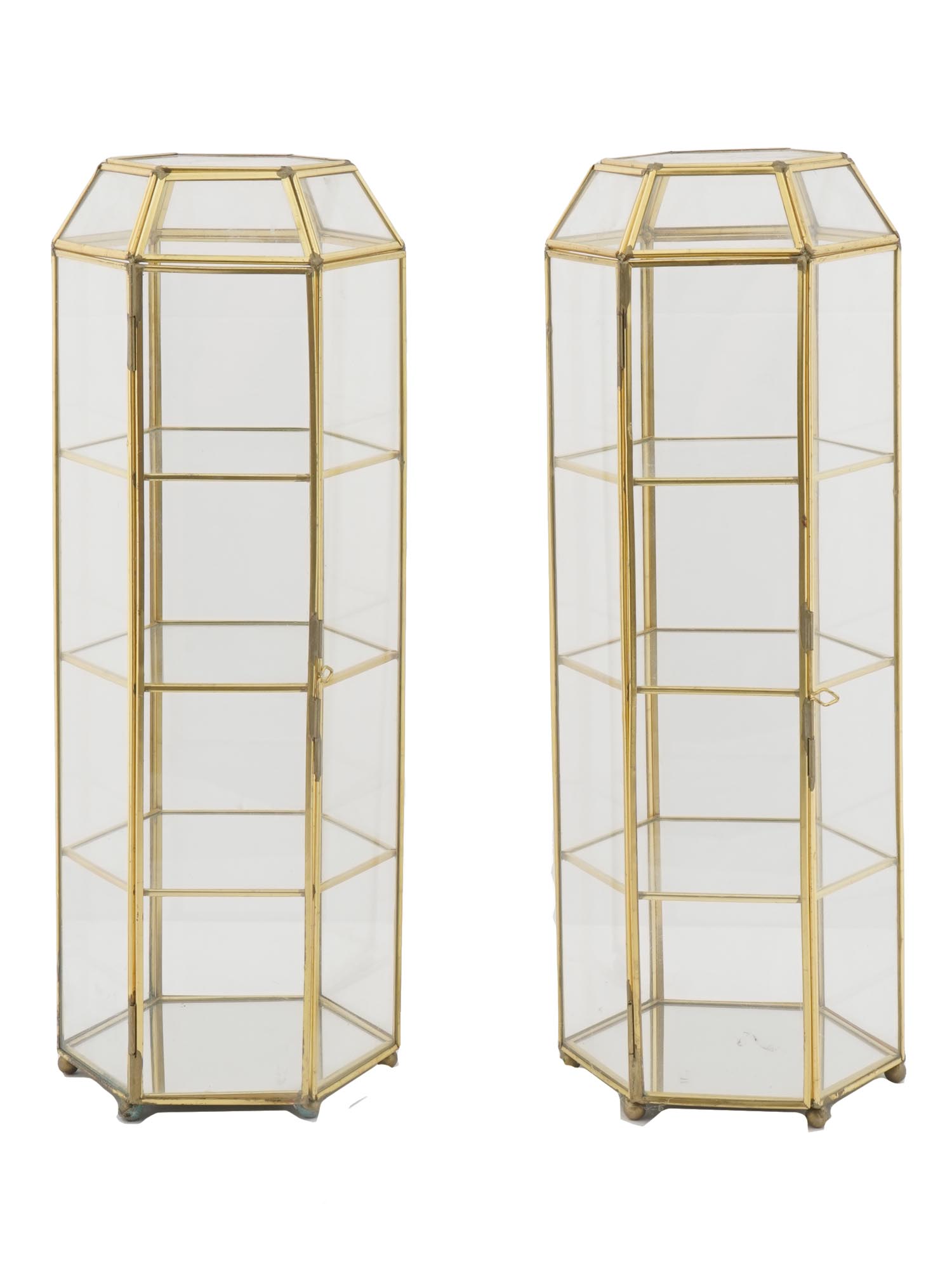 GILT BRASS AND CLEAR GLASS JEWELRY DISPLAY BOXES PIC-0