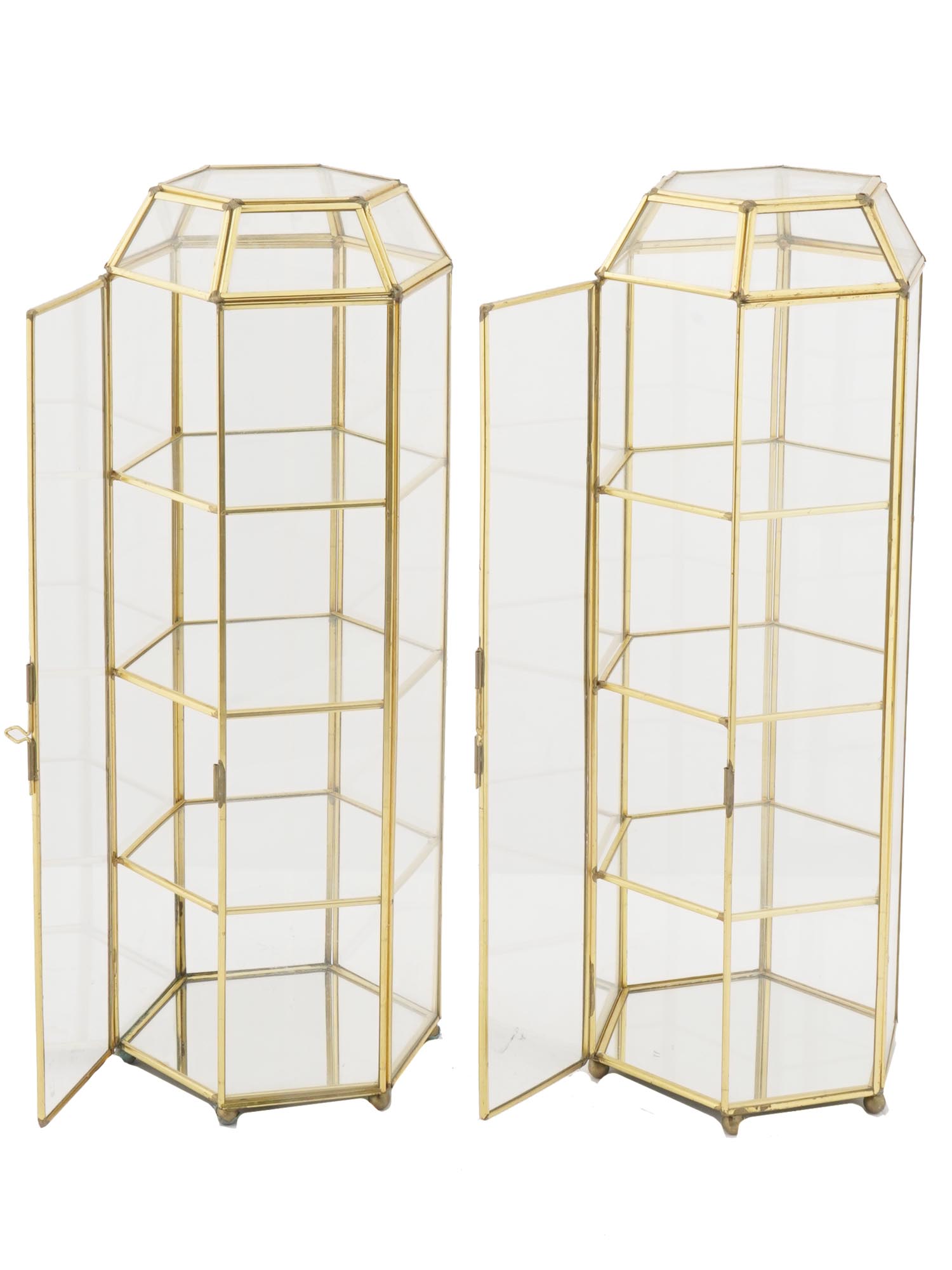 GILT BRASS AND CLEAR GLASS JEWELRY DISPLAY BOXES PIC-1