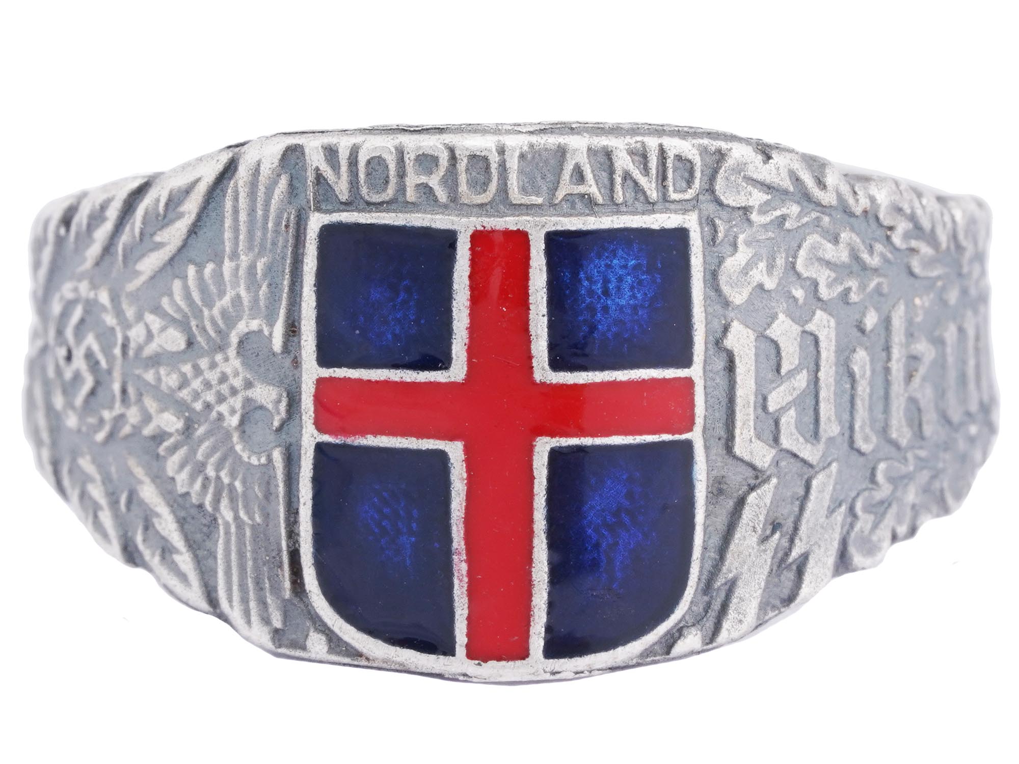 WWII GERMAN WAFFEN SS WIKING NORDLAND SILVER RING PIC-0