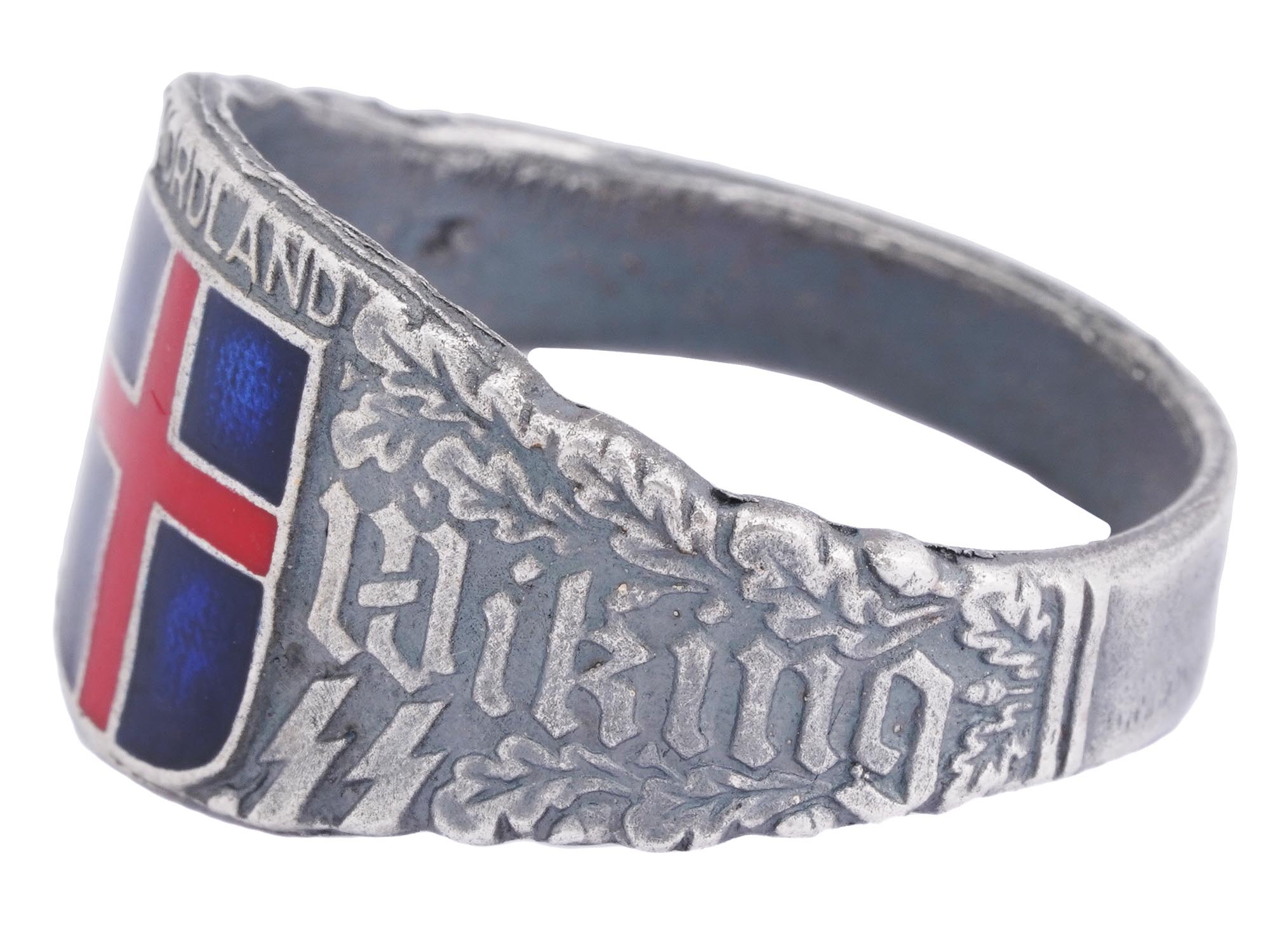 WWII GERMAN WAFFEN SS WIKING NORDLAND SILVER RING PIC-2
