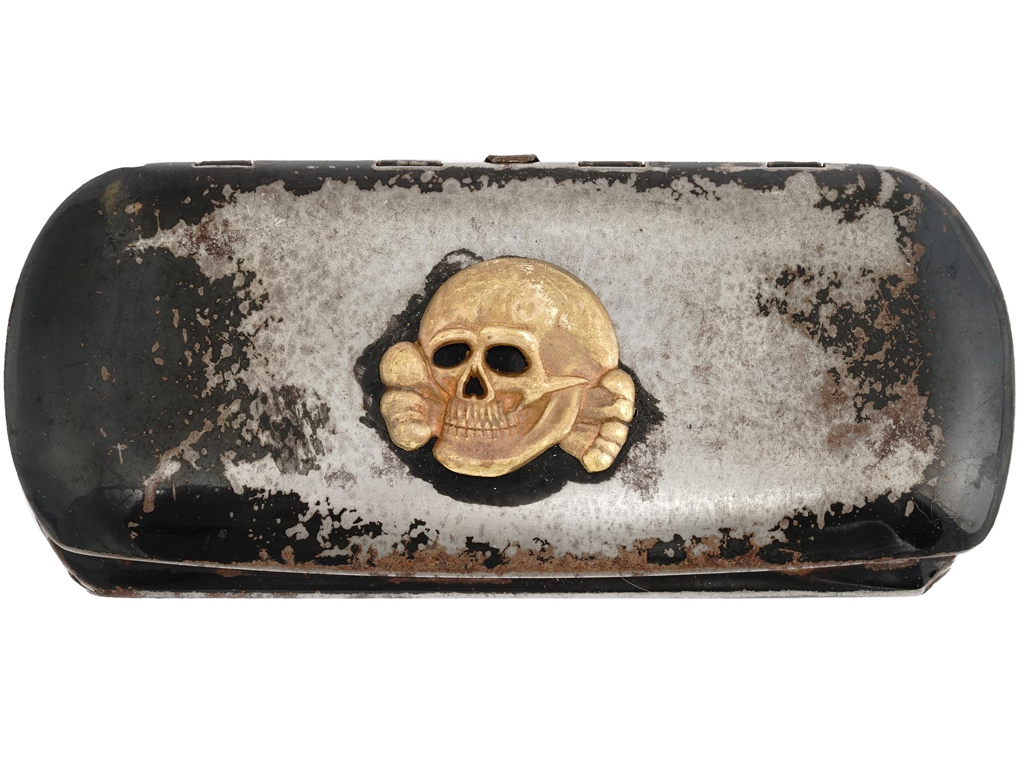 WWII GERMAN NAZI WAFFEN SS TOTENKOPF GLASSES CASE PIC-2