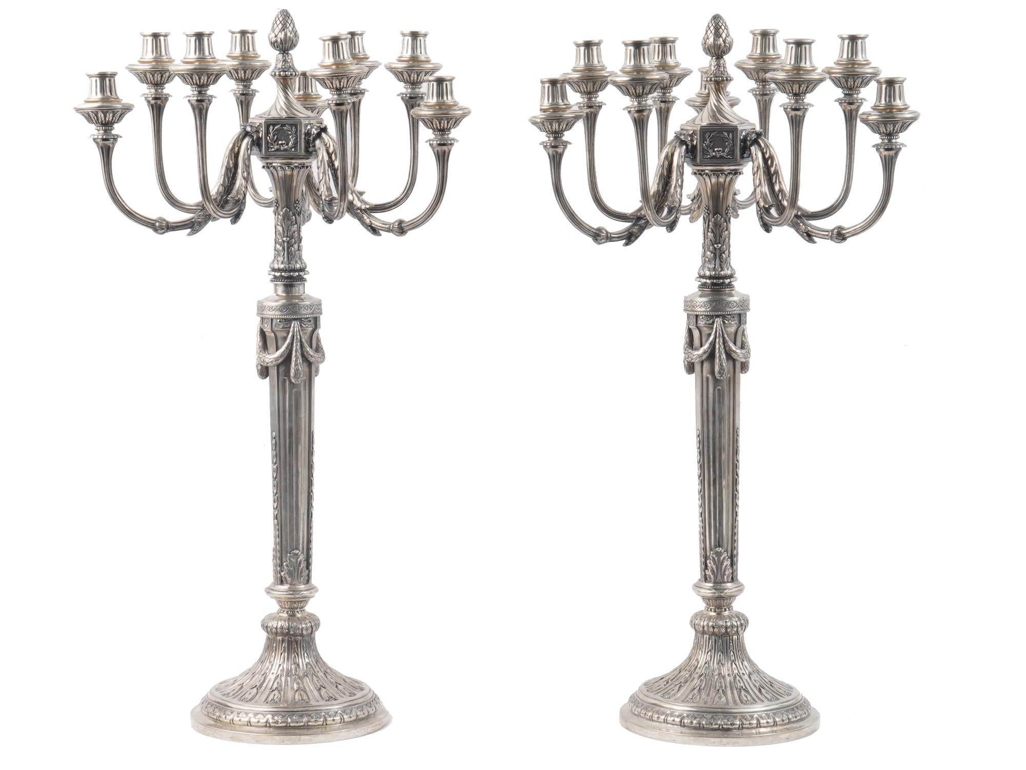 ANTIQUE GERMAN ART NOUVEAU SILVER CANDELABRAS PIC-0