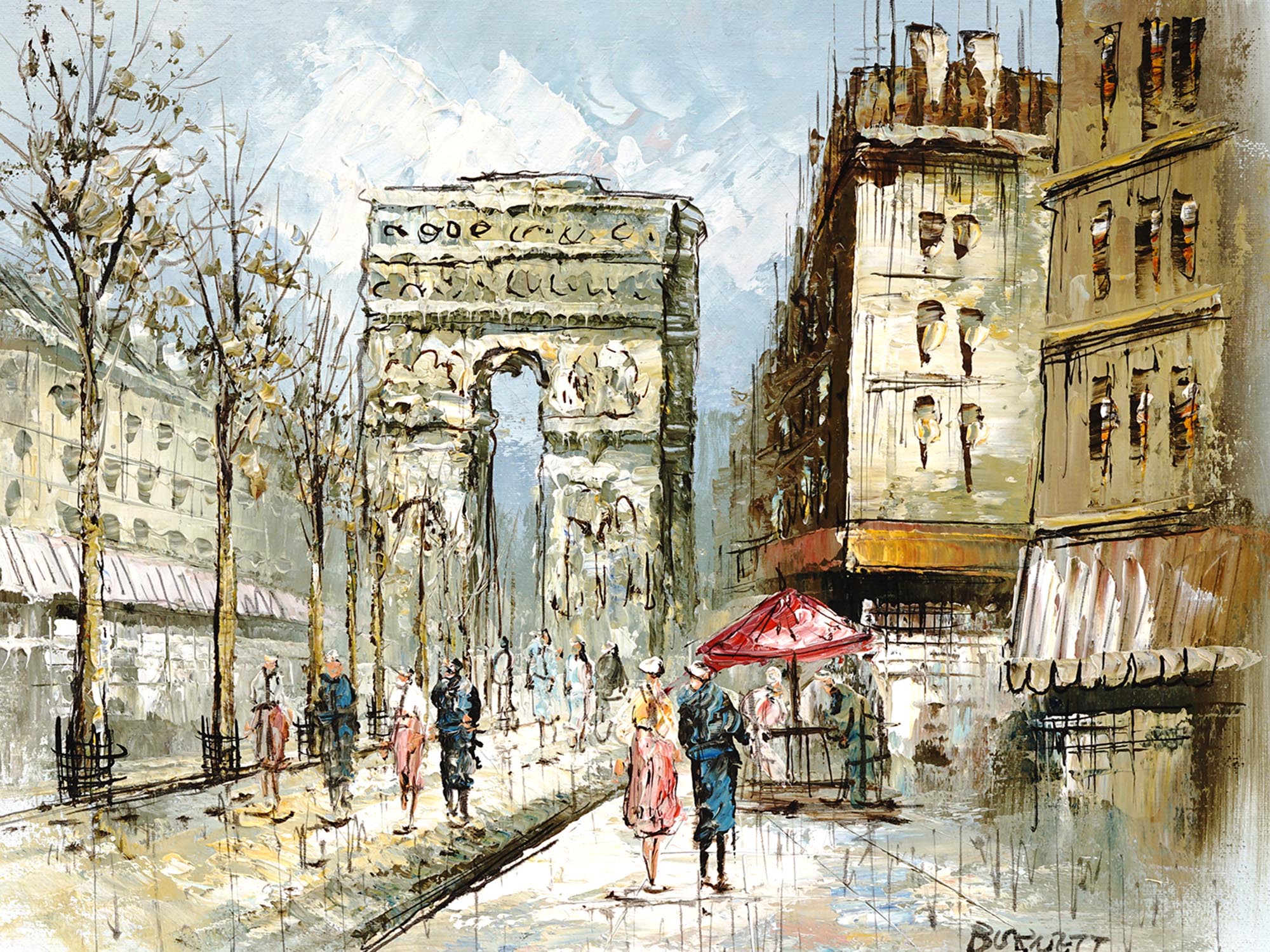 MID CENTURY PARISIAN PAINTING BY CAROLINE BURNETT PIC-1