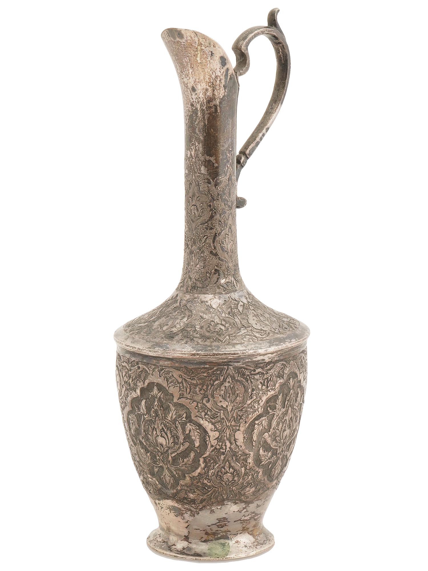 ANTIQUE PERSIAN SILVER PITCHER WITH A TALL NECK PIC-0