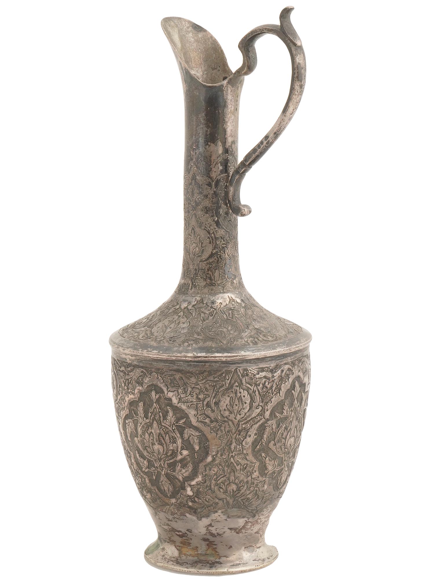 ANTIQUE PERSIAN SILVER PITCHER WITH A TALL NECK PIC-2