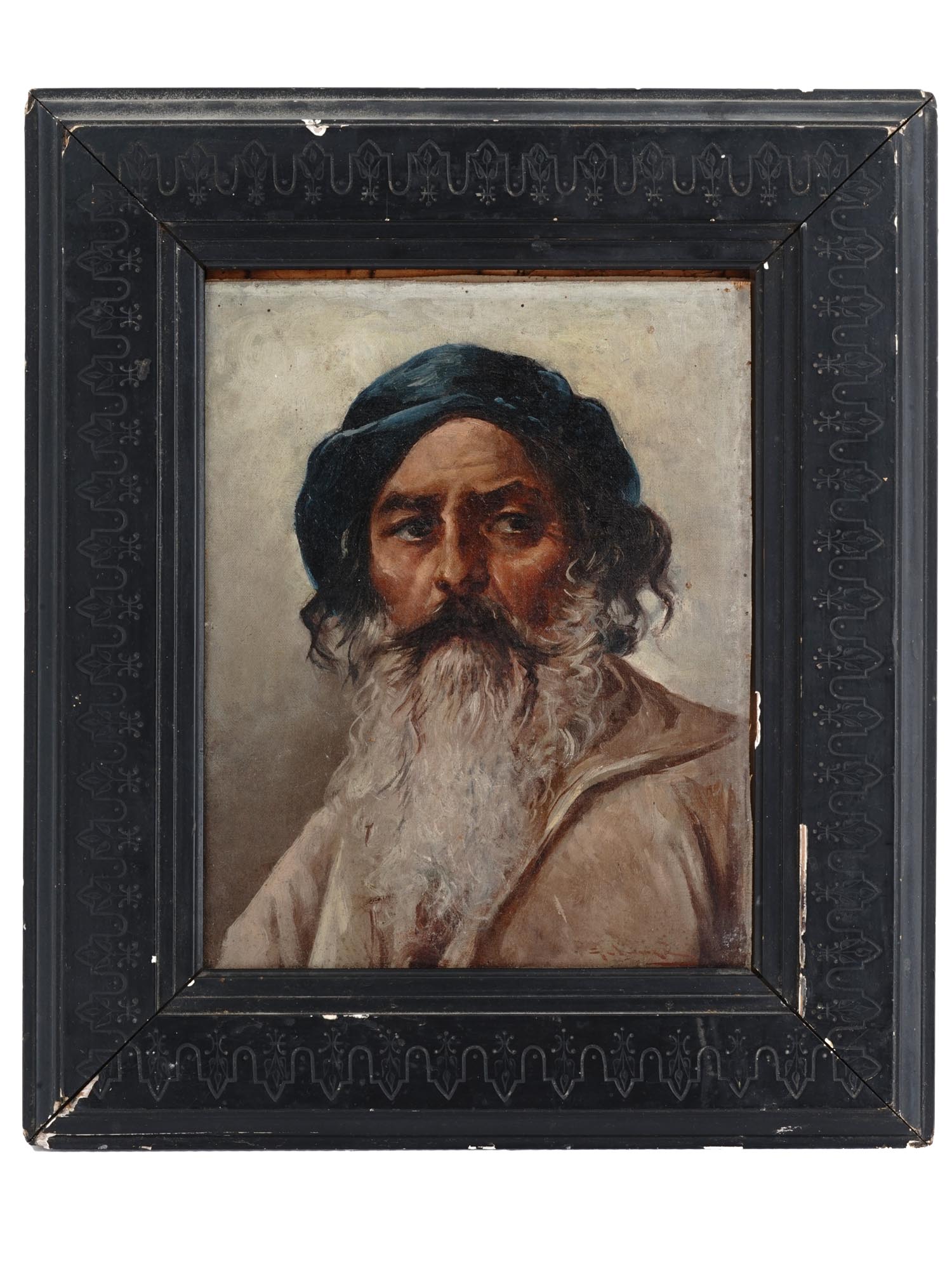 ANTIQUE PORTRAIT PAINTING OF OLD MAN SIGNED PIC-0