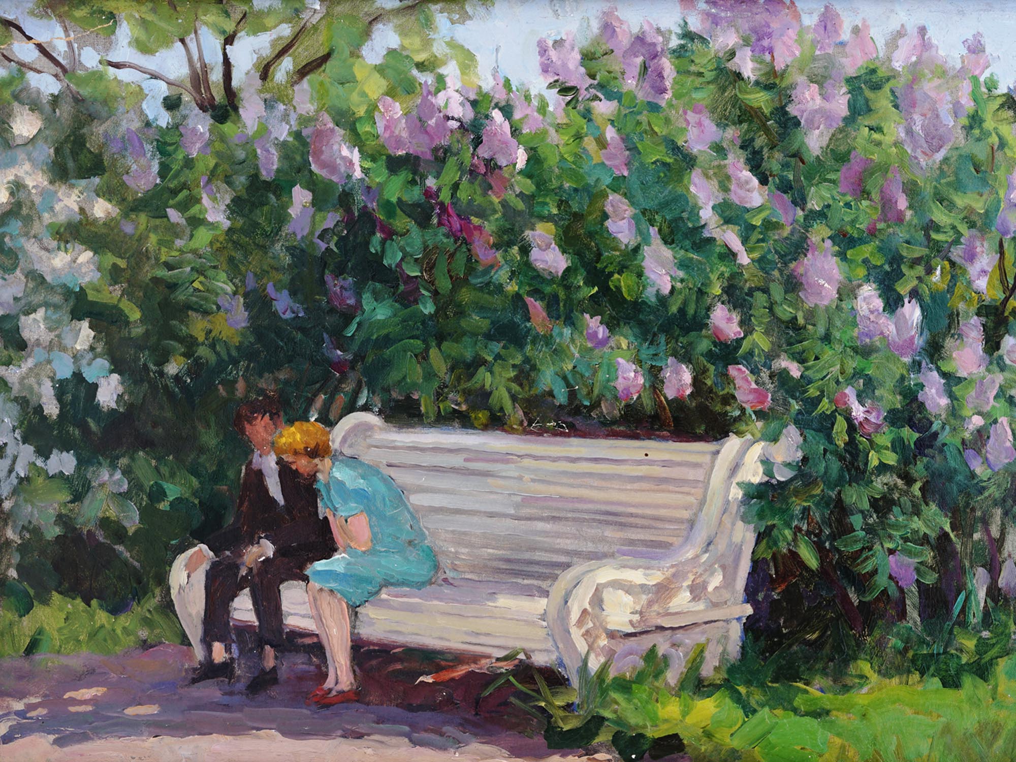 RUSSIAN SOVIET PAINTING LILAC BY SERGEY GERASIMOV PIC-1