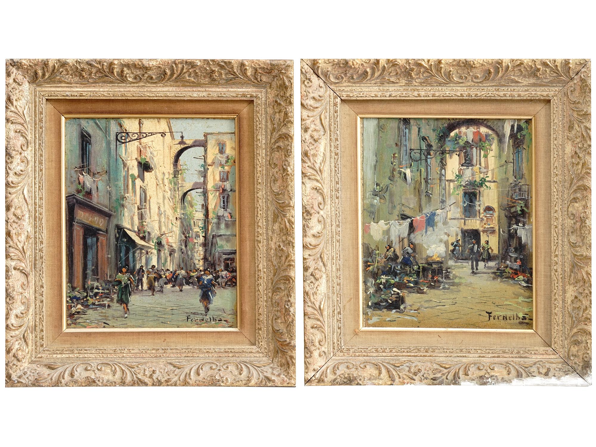 ITALIAN CITYSCAPE OIL PAINTINGS BY MARIO FERDELBA