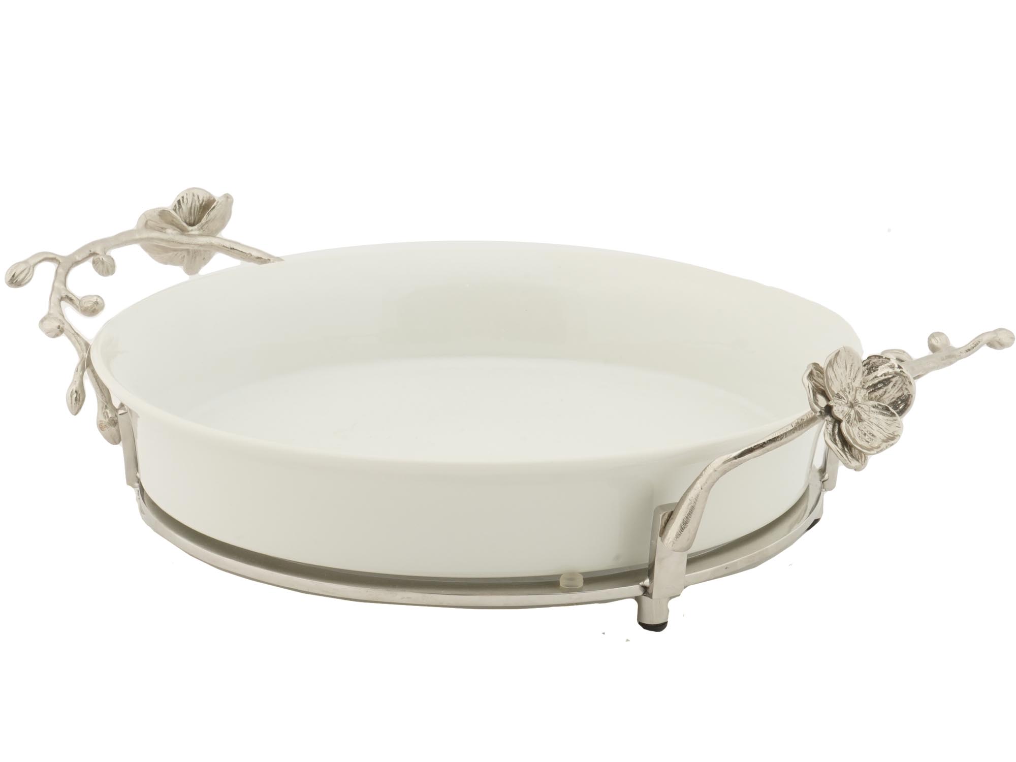 ORCHID ROUND CASSEROLE SERVE BOWL BY MICHAEL ARAM PIC-0