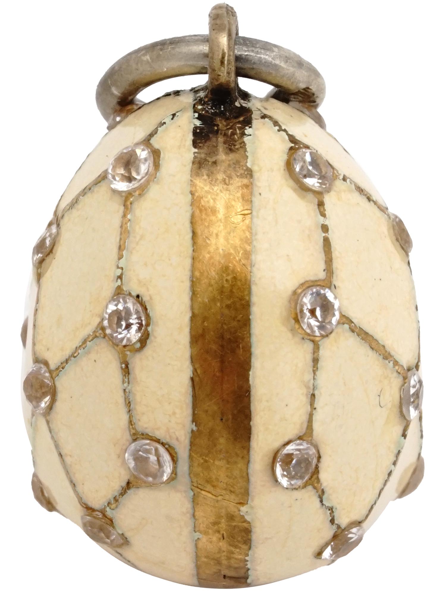 RUSSIAN 84 GILT SILVER AND DIAMONDS EGG PENDANT PIC-1