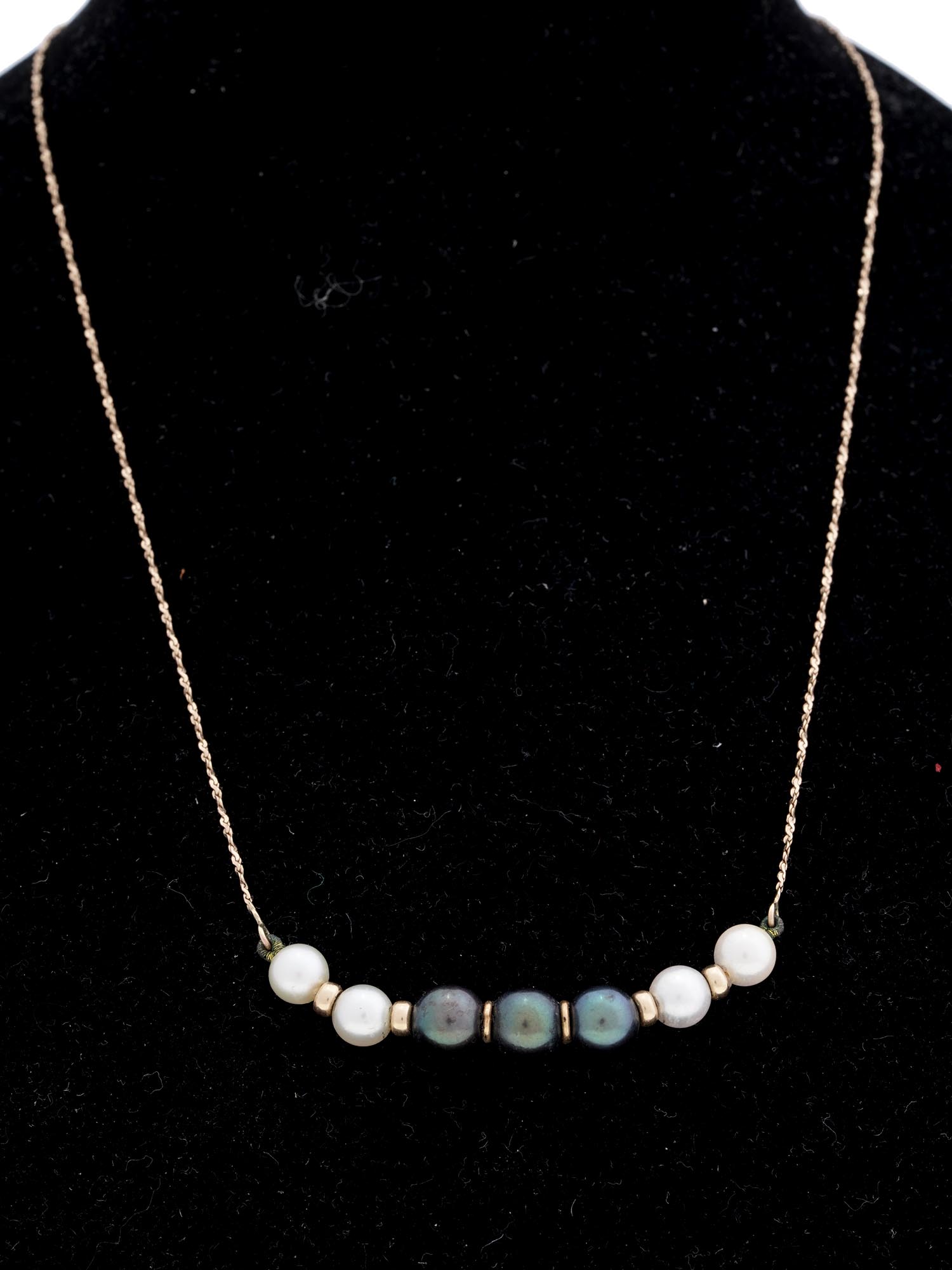 14K GOLD CHAIN NECKLACE WITH TAHITIAN PEARLS PIC-0