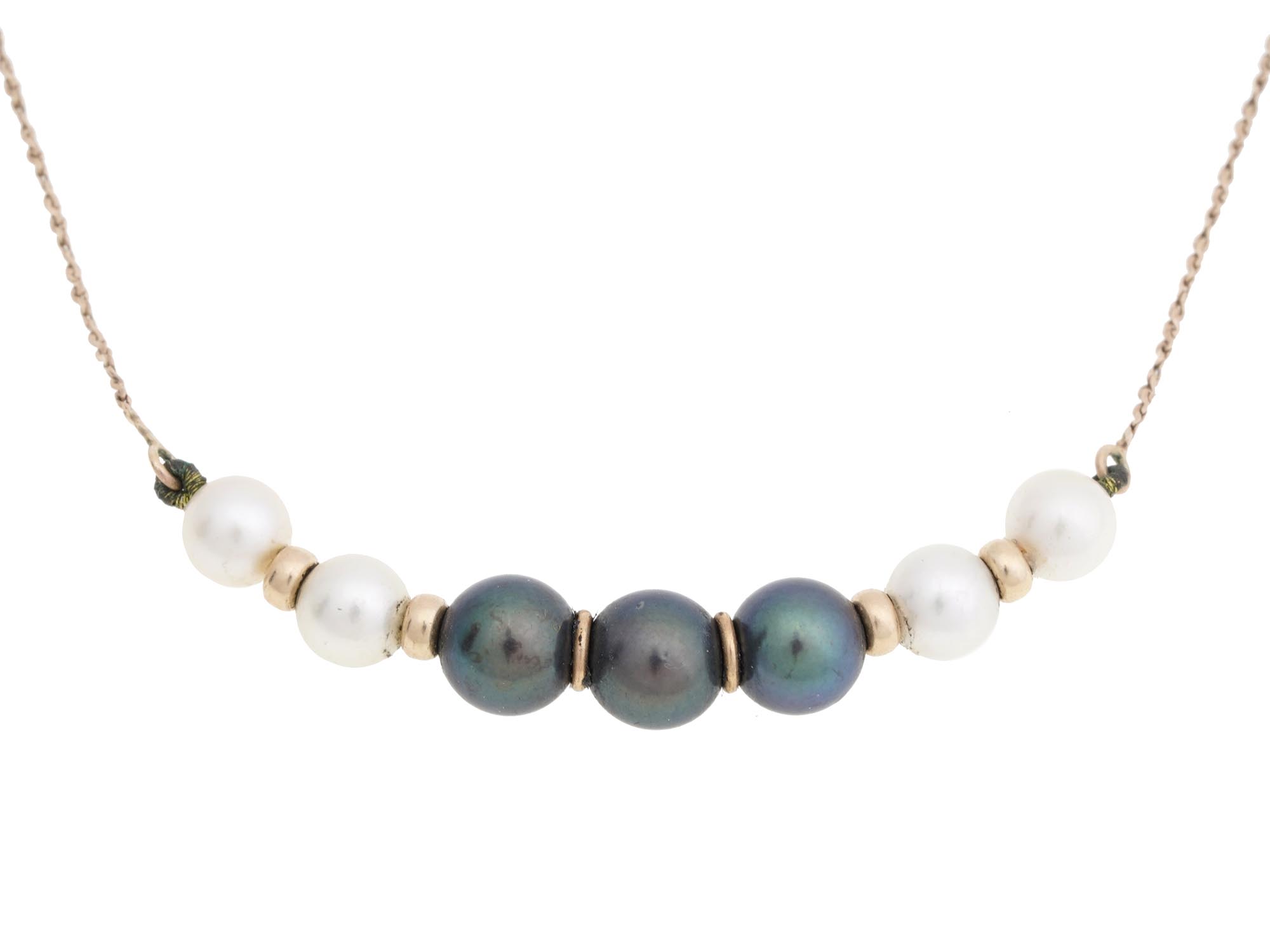 14K GOLD CHAIN NECKLACE WITH TAHITIAN PEARLS PIC-1