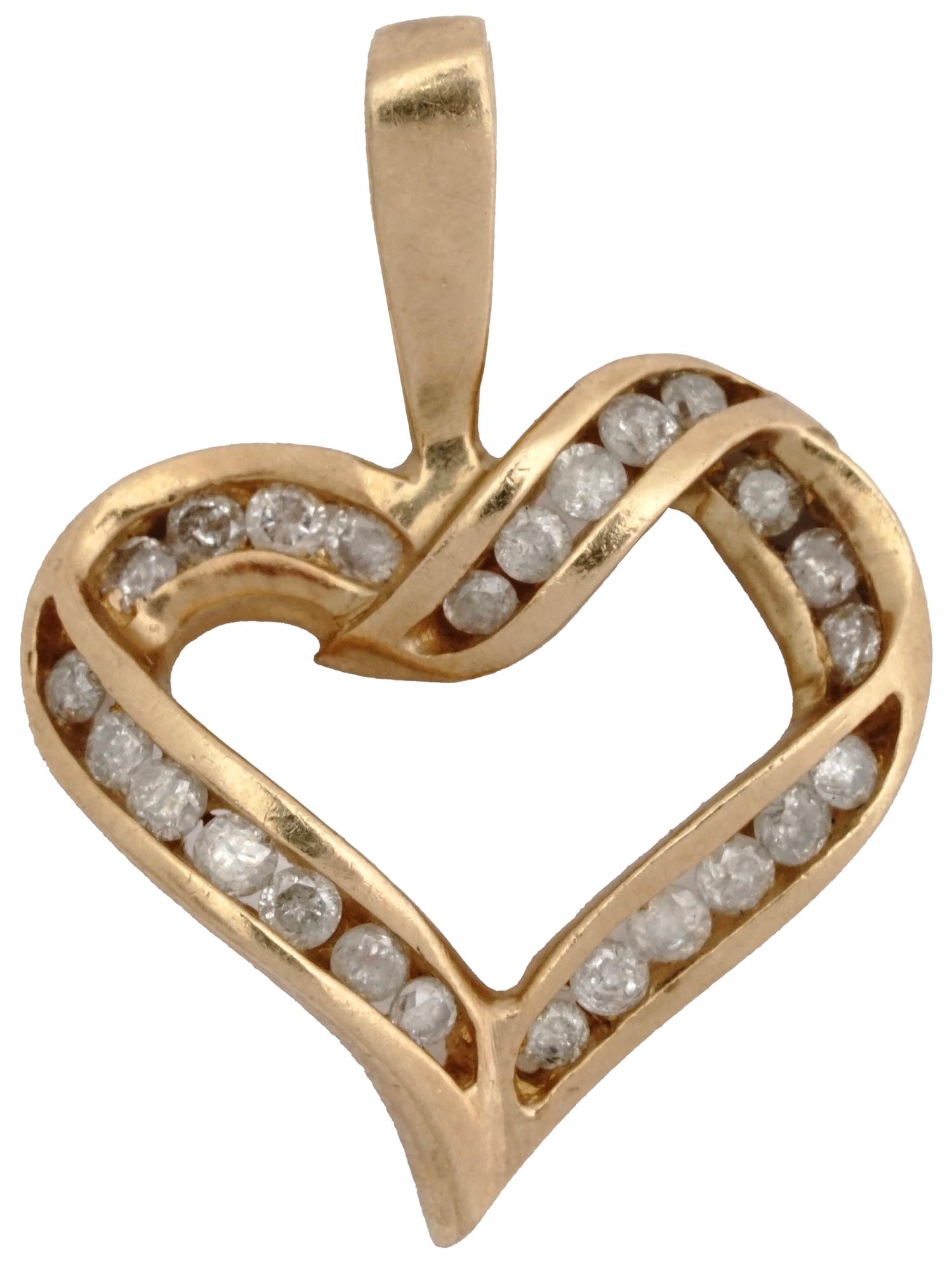 VINTAGE 10K GOLD AND DIAMOND HEART SHAPED PENDANT PIC-0