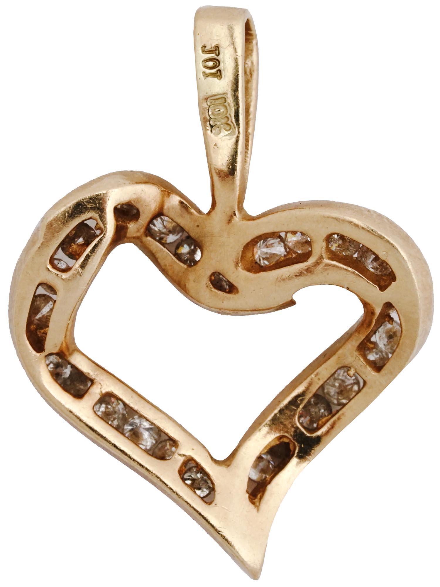 VINTAGE 10K GOLD AND DIAMOND HEART SHAPED PENDANT PIC-1