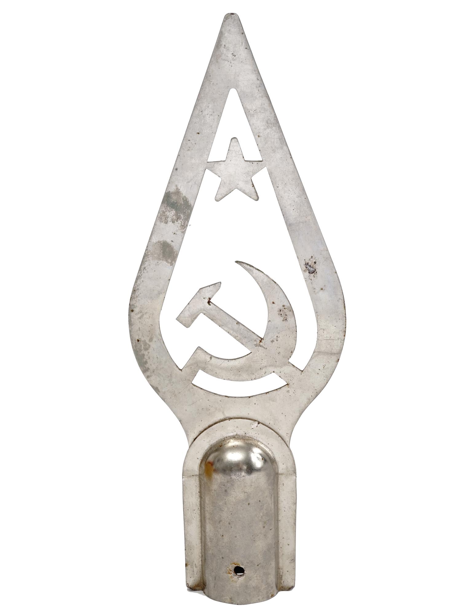SOVIET EMBROIDERED BANNER AND STEEL FLAG POMMEL PIC-3