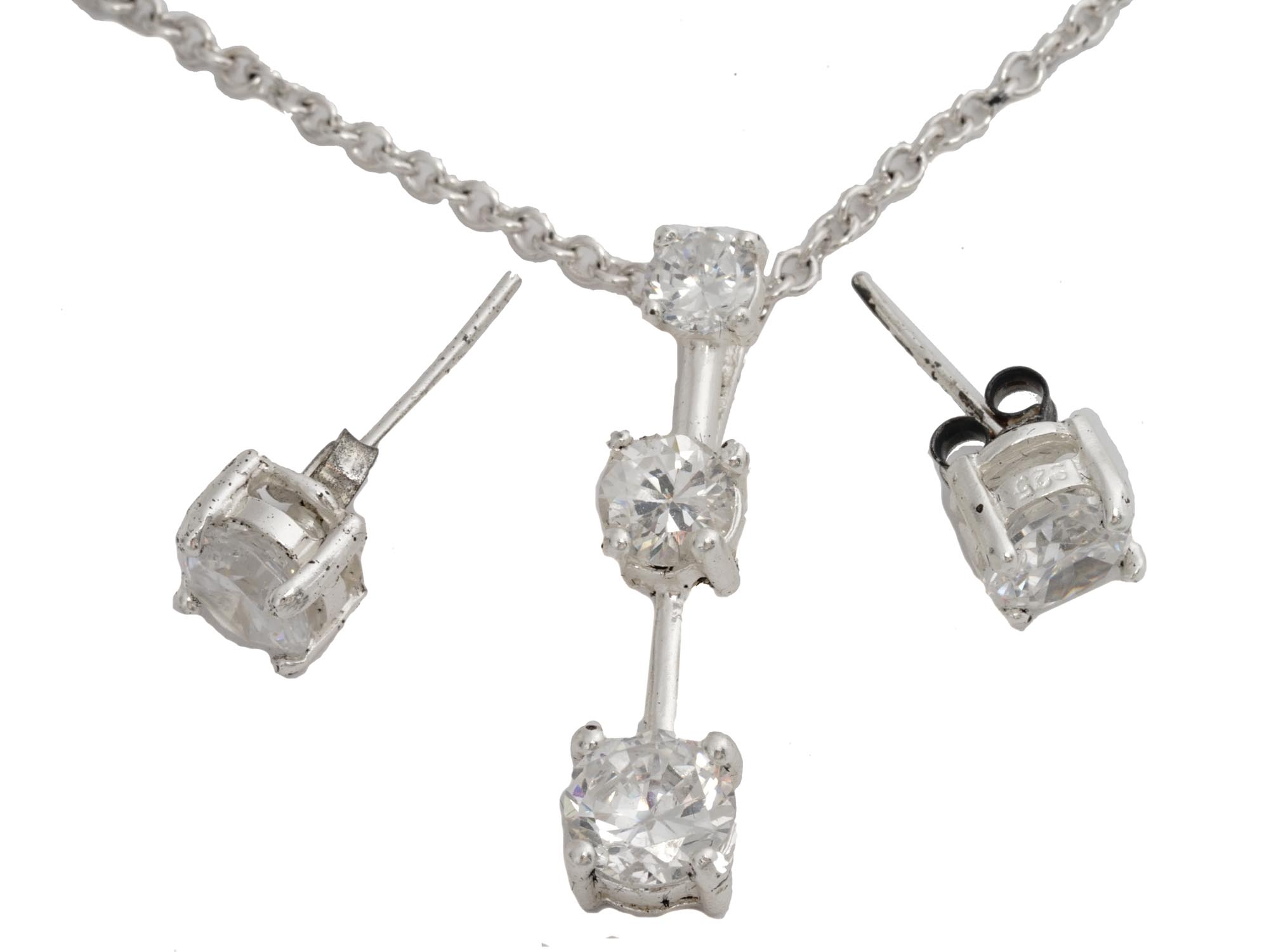 925 STERLING SILVER SWAROVSKI CRYSTAL JEWELRY SET PIC-1