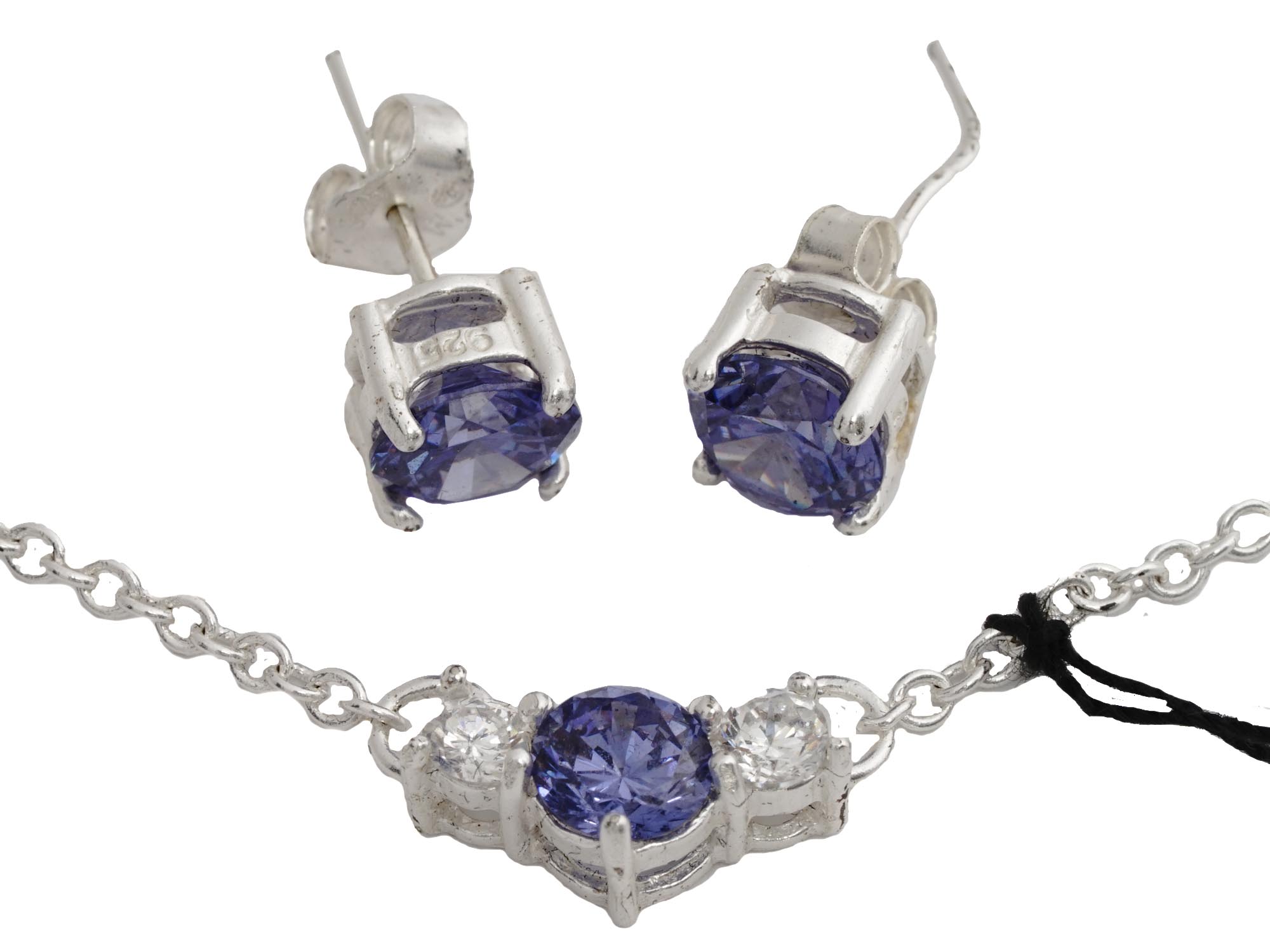 SWAROVSKI STERLING SILVER NECKLACE AND EARRINGS PIC-2