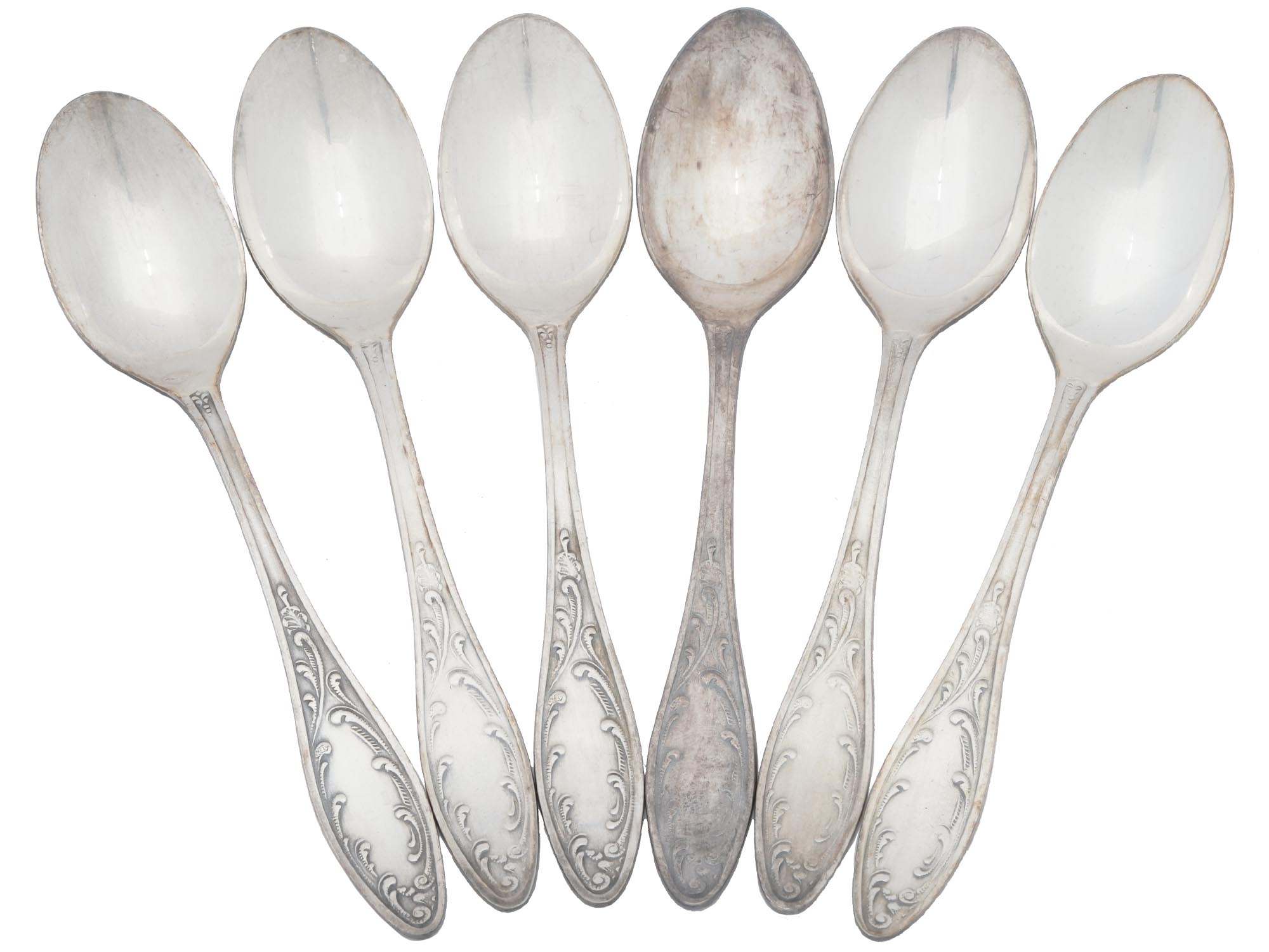 SET OF VINTAGE RUSSIAN USSR SILVER PLATE TEA SPOONS PIC-0