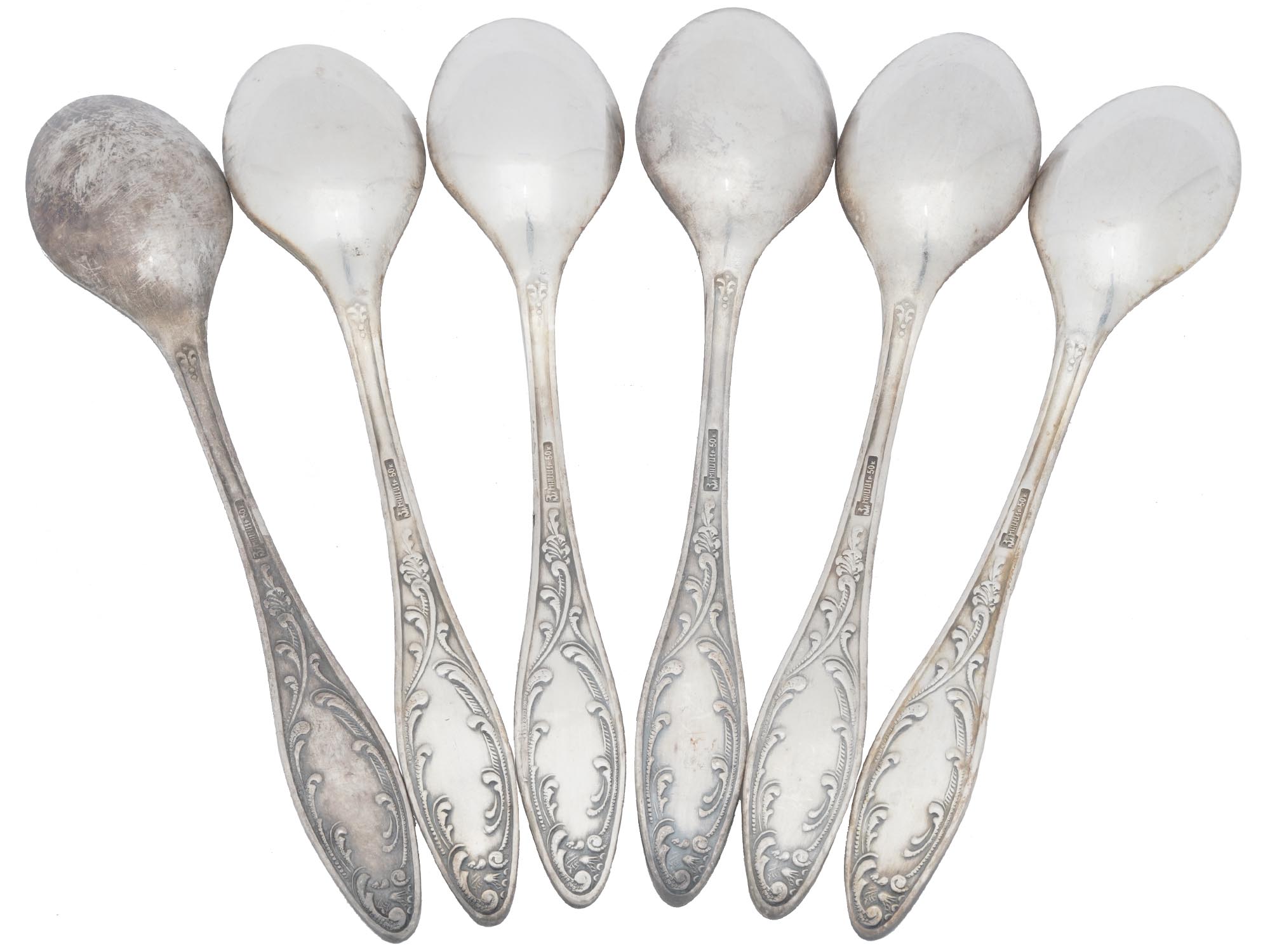 SET OF VINTAGE RUSSIAN USSR SILVER PLATE TEA SPOONS PIC-1